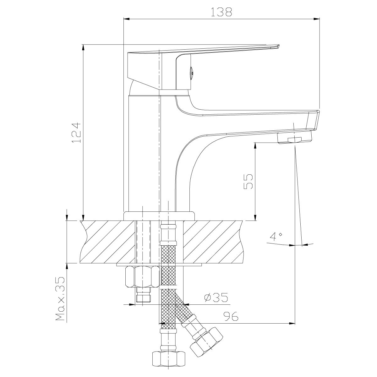 Смеситель д/умывальника ZERIX MOD-A449 (10 шт/ящ) - Изображение №2