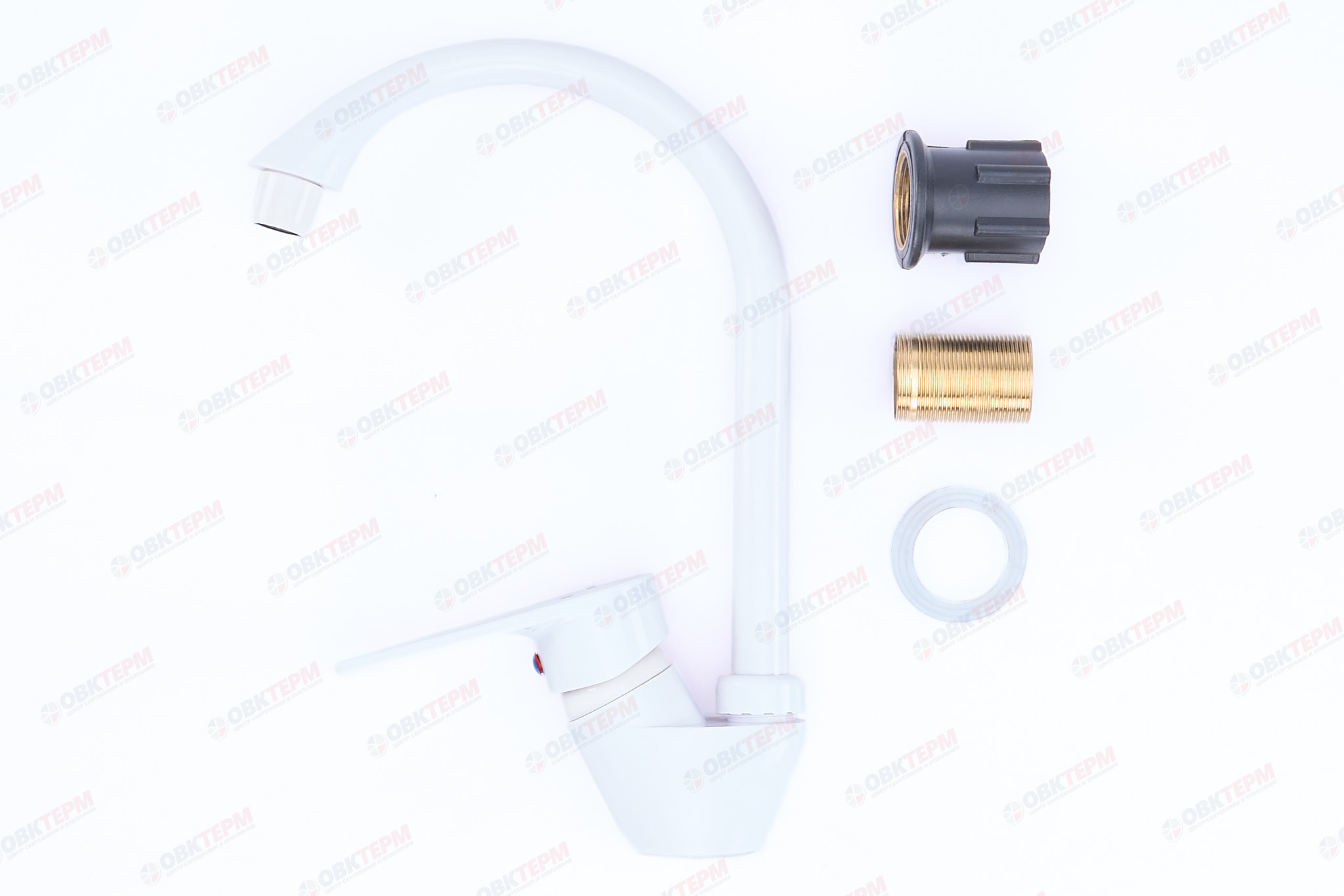 Смеситель д/кухни PLAMIX Oscar-011 White, (гайка, Ø35, без подводки) (30шт/ящ) - Изображение №3