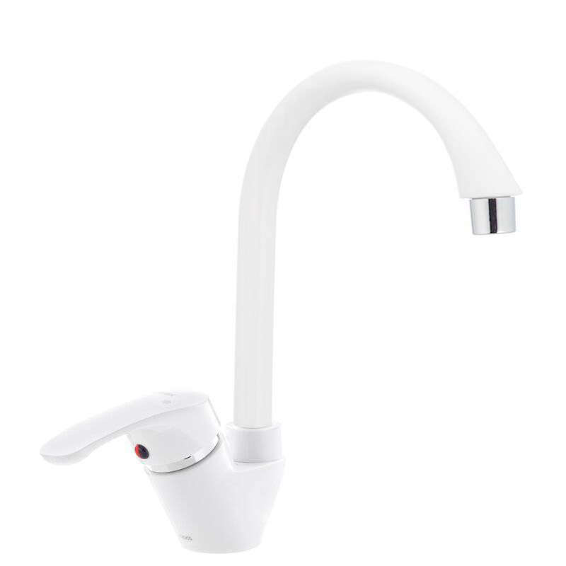 Смеситель д/кухни PLAMIX Oscar-011 White, (гайка, Ø35, без подводки) (30шт/ящ) - Изображение №1