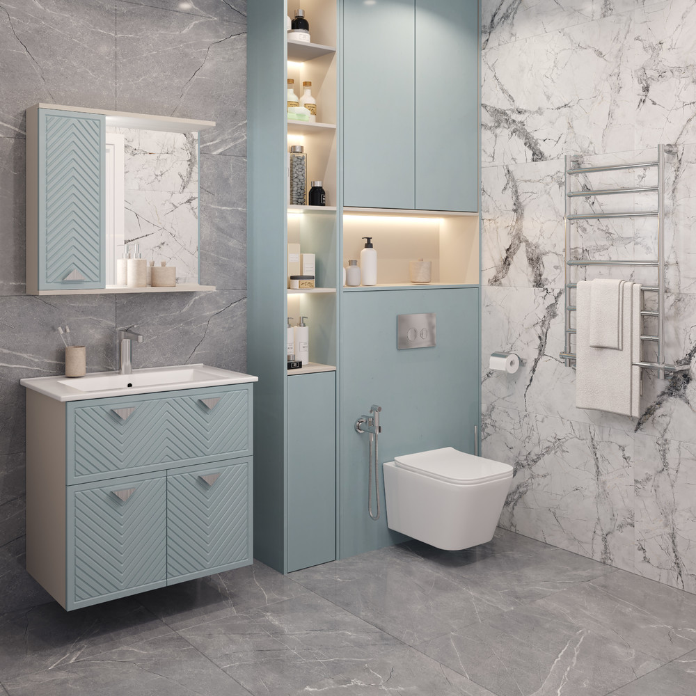 Зеркальный шкаф EvaGold  75 №2 "Sky" индиго/кашемир - Изображение №3