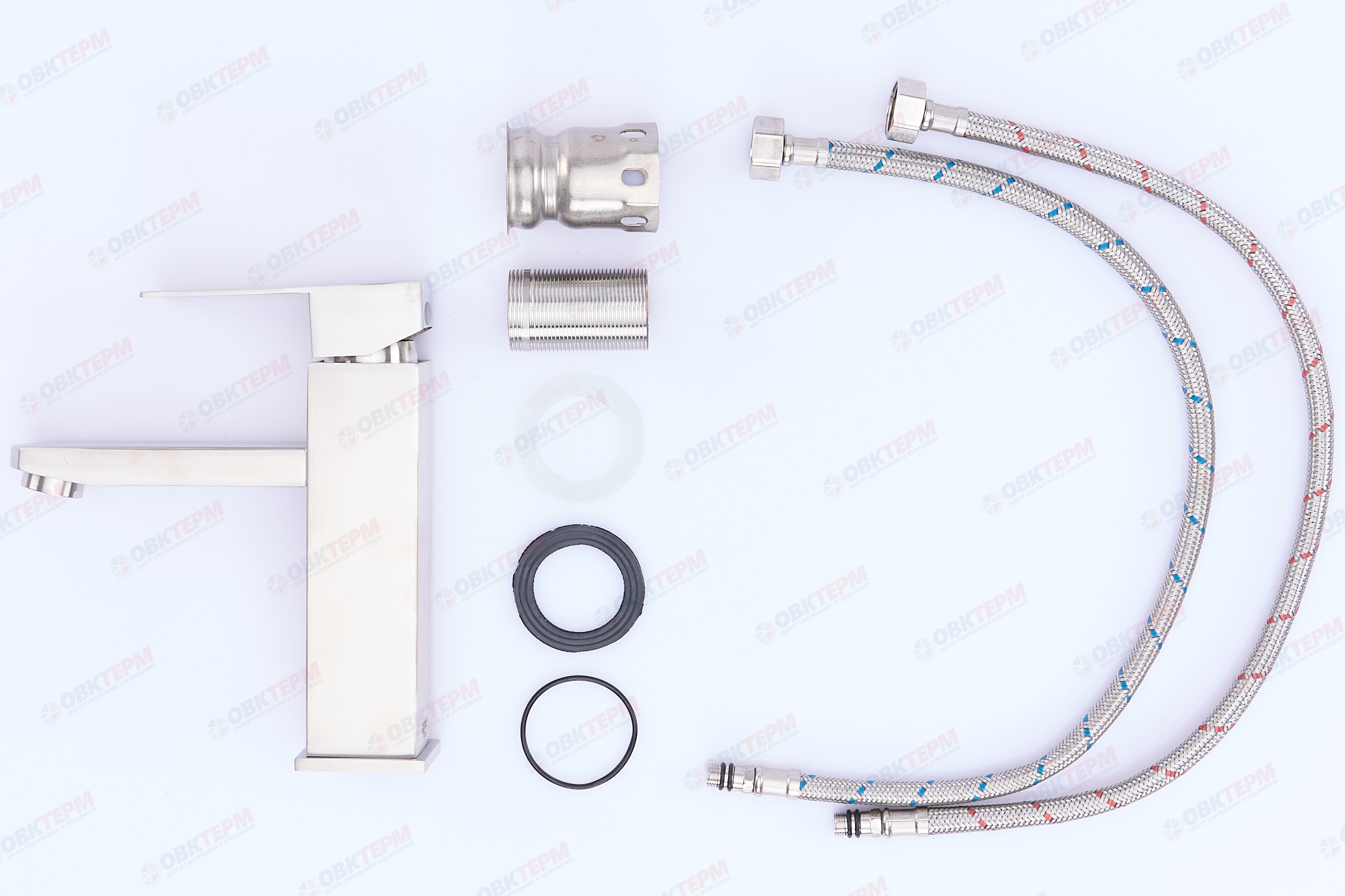 Смеситель д/умывальника нерж/сталь ZERIX - KUB-001   (катридж 35мм, на ГАЙКЕ)  10 шт/ящ - Изображение №5