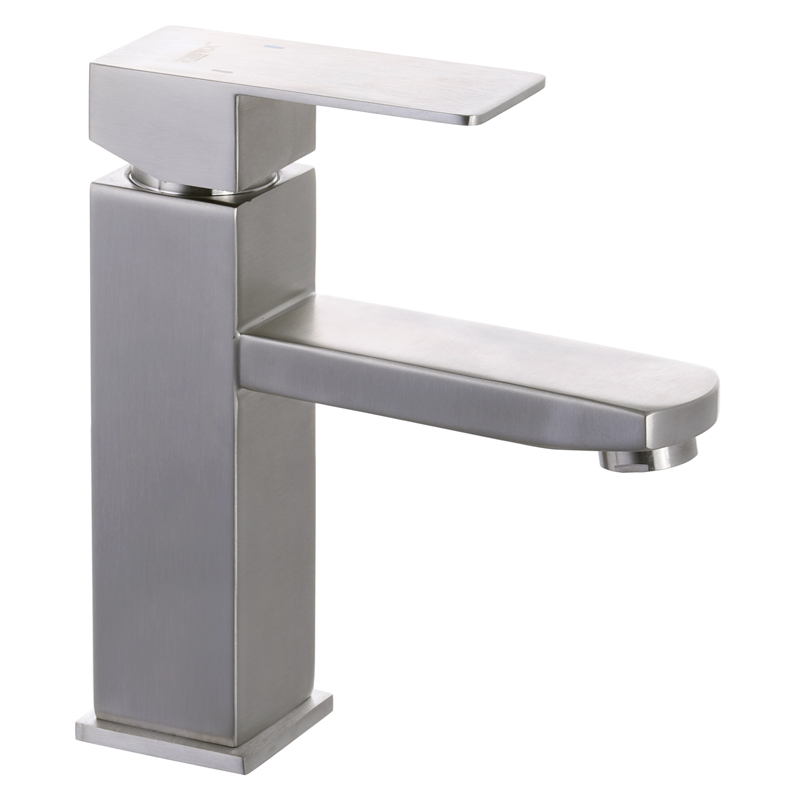 Смеситель д/умывальника нерж/сталь ZERIX - KUB-001   (катридж 35мм, на ГАЙКЕ)  10 шт/ящ - Изображение №1