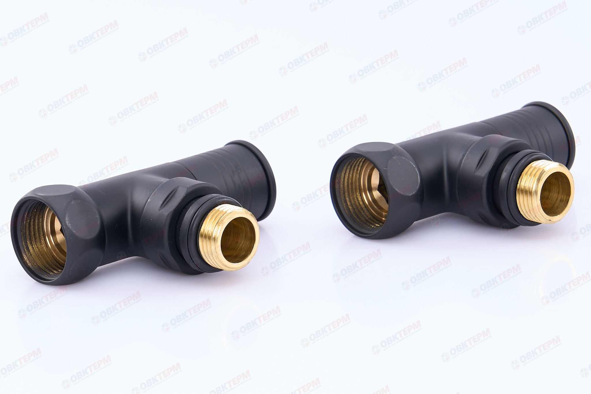 Кран  вентильный  с американкой   TIM   3/4"В - 1/2"Н  угловой, круглый,черный   (1пара/20ящ) - Изображение №2