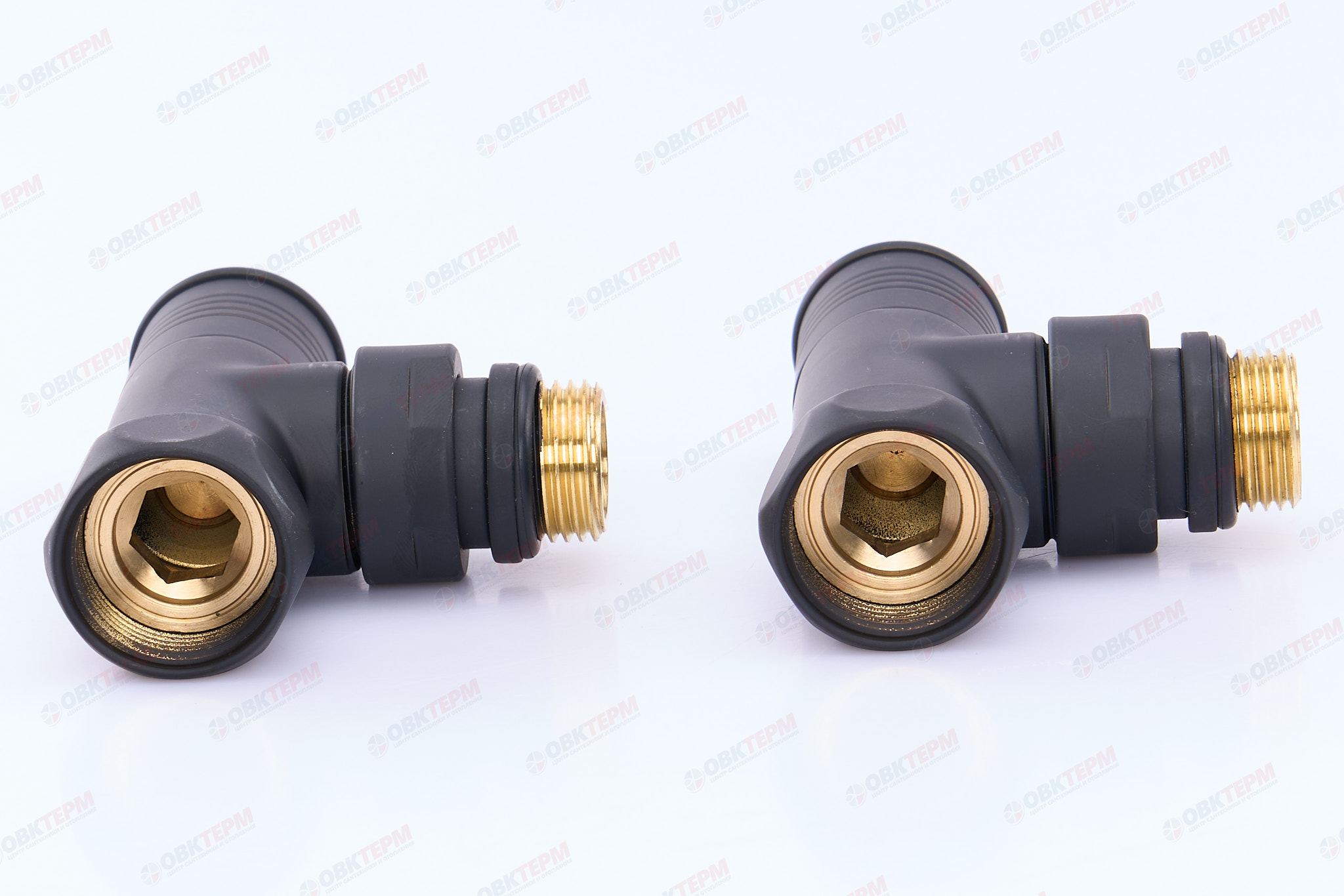 Кран  вентильный  с американкой   TIM   3/4"В - 1/2"Н  угловой, круглый,черный   (1пара/20ящ) - Изображение №3