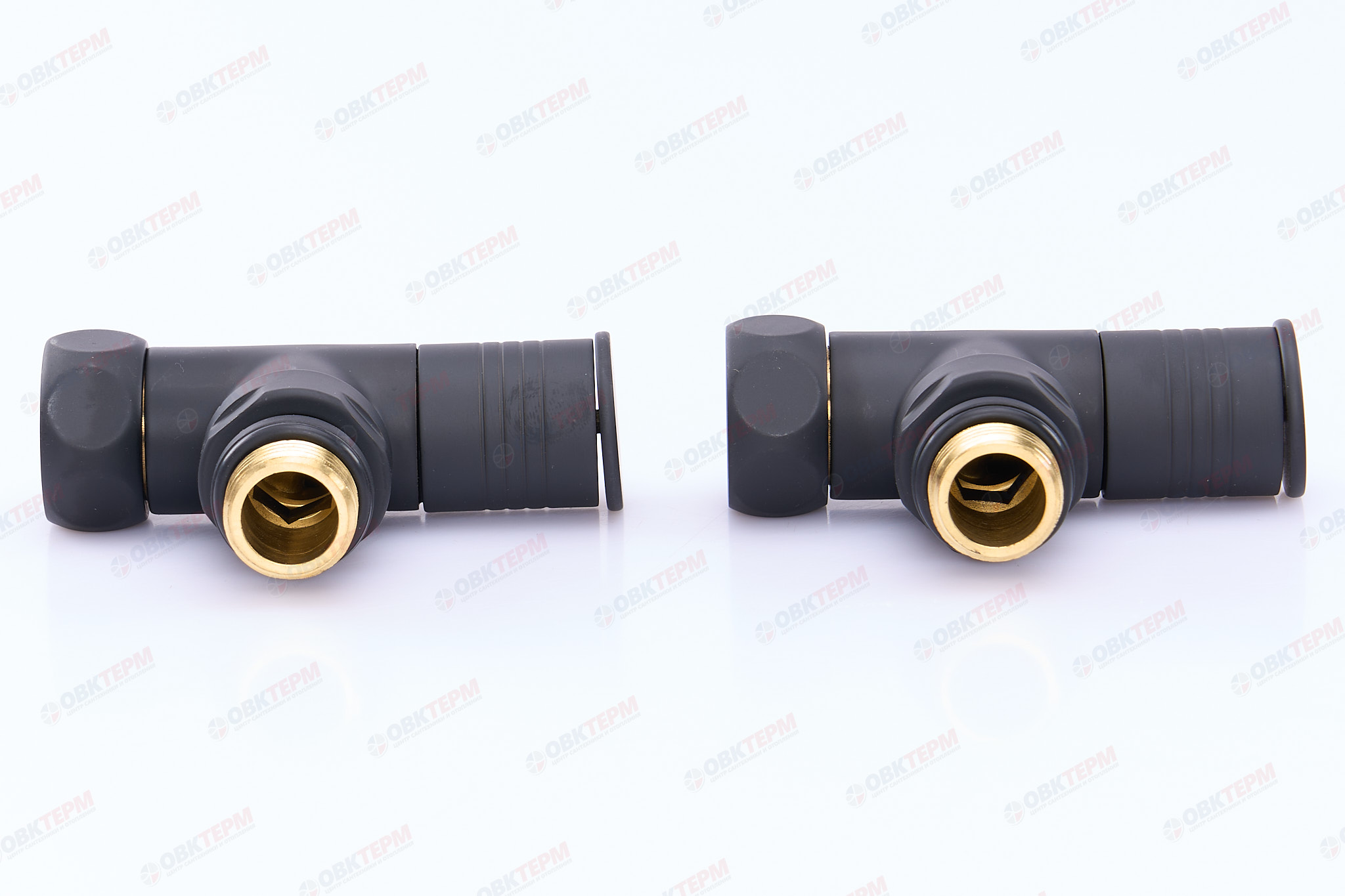 Кран  вентильный  с американкой   TIM   3/4"В - 1/2"Н  угловой, круглый,черный   (1пара/20ящ) - Изображение №4