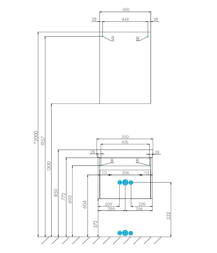 Тумба подвесная  55 Марти Ясень шимо (400 x 532 x 427) AQUATON (ум. Адриана 55) - Изображение №4
