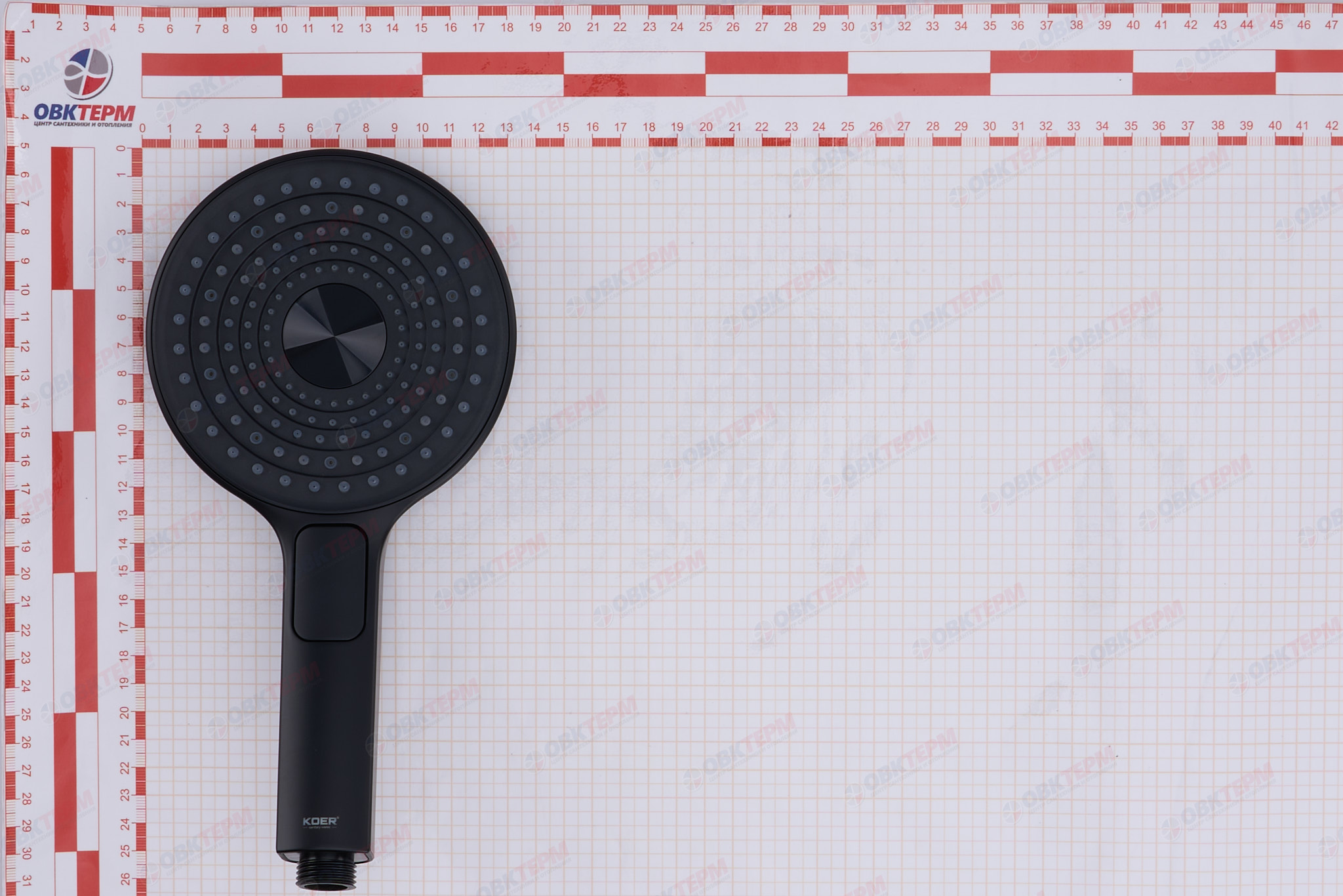 Лейка д/душа ручная KOER KP-0403-05 (3 режима, цвет ЧЕРНЫЙ) 130мм (30 шт/ящ) - Изображение №5