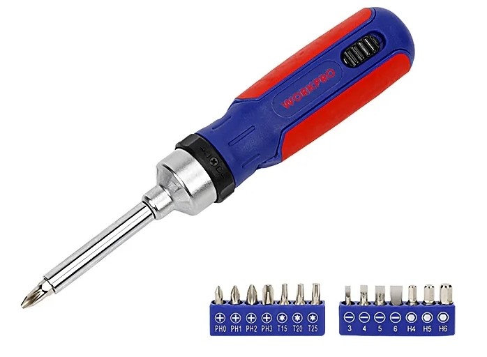 Отвертка с трещоткой и набором бит 15 в 1 WORKPRO, Китай - Изображение №3