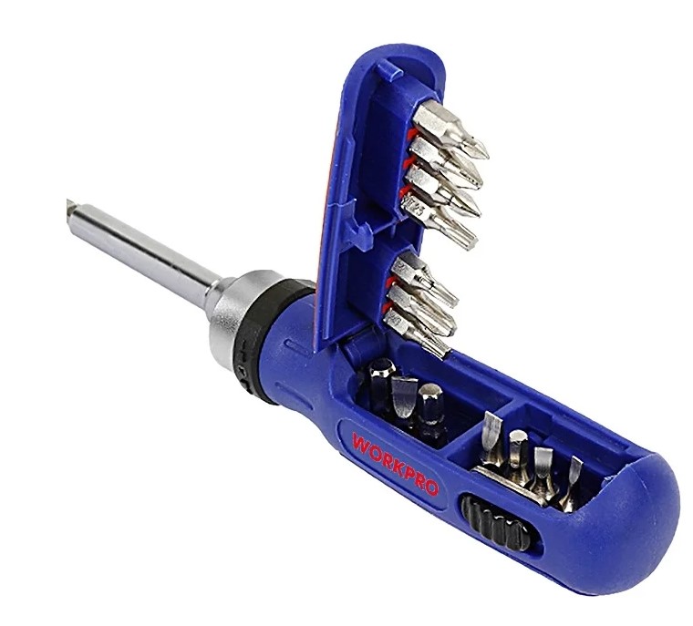 Отвертка с трещоткой и набором бит 15 в 1 WORKPRO, Китай - Изображение №4