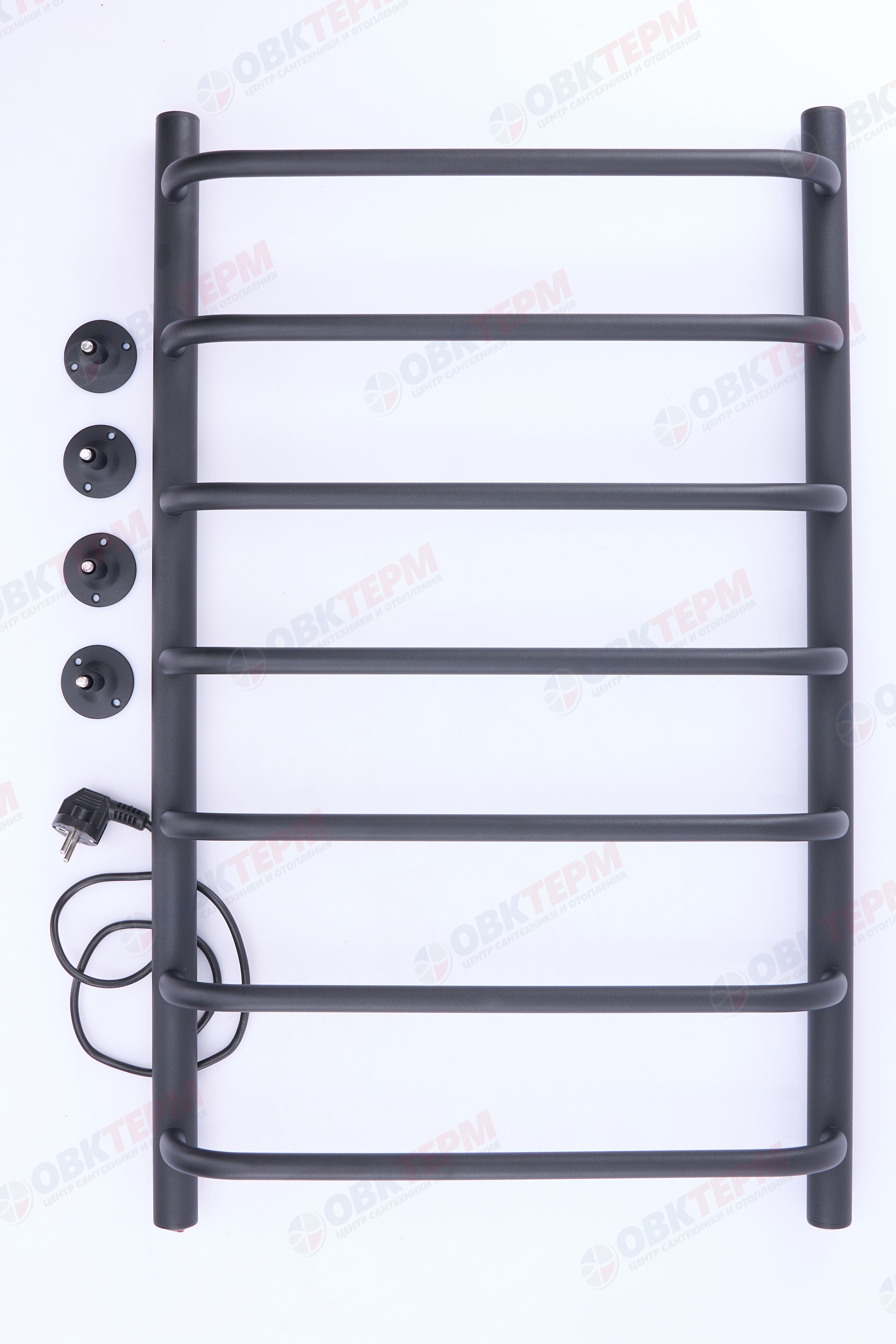 Полотенцесушитель электрический АДВ ЛНК - Э1" 50*80 (скоба, кабель слева, 7 перекладин) Черный муар - Изображение №3