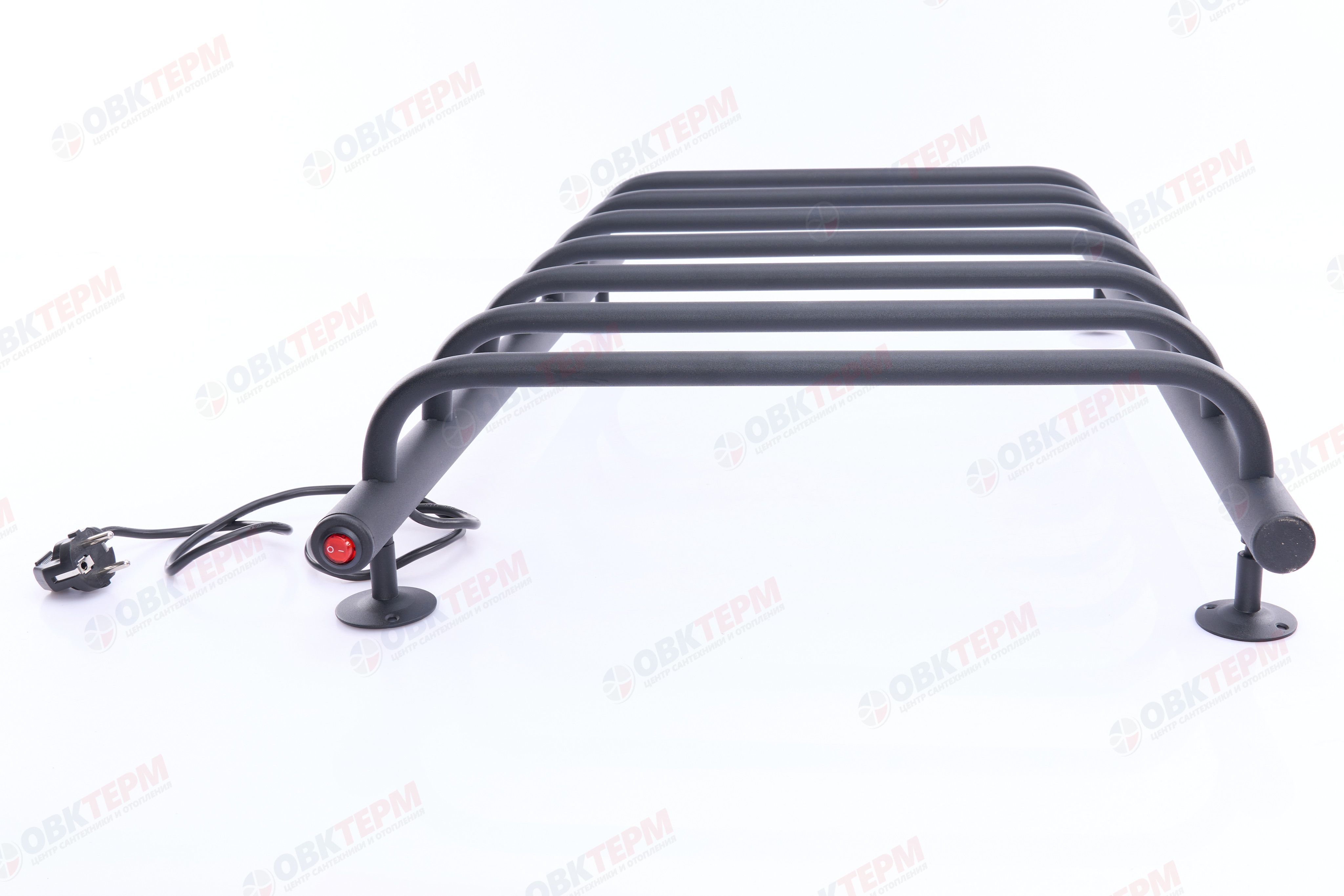 Полотенцесушитель электрический АДВ ЛНК - Э1" 50*80 (скоба, кабель слева, 7 перекладин) Черный муар - Изображение №4