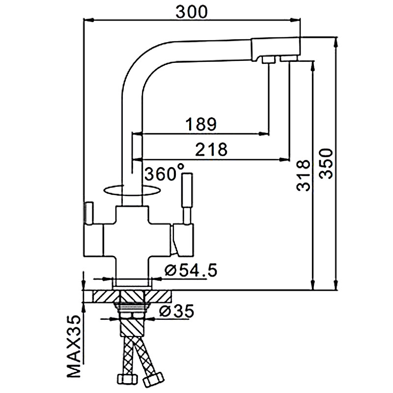 Смеситель д/кухни под ФИЛЬТР FRAP F4352-23 бежевый (Ø35 /на гайке) - миниатюра №2