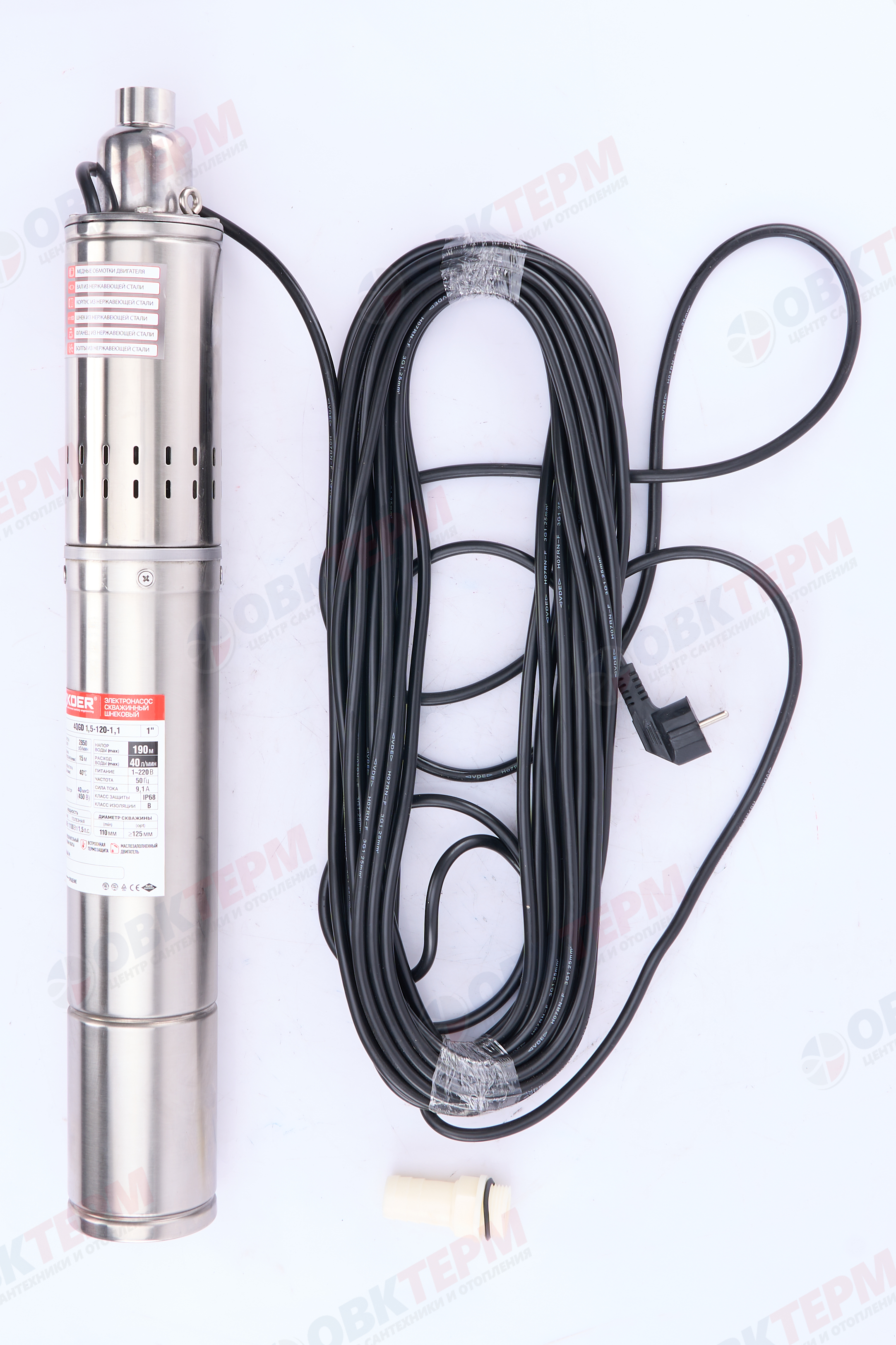 Насос погружной шнековый   4QGD   1.5-120/1.1  KOER (1.1 кВт/40л.м./190м/20м кабеля) - Изображение №5