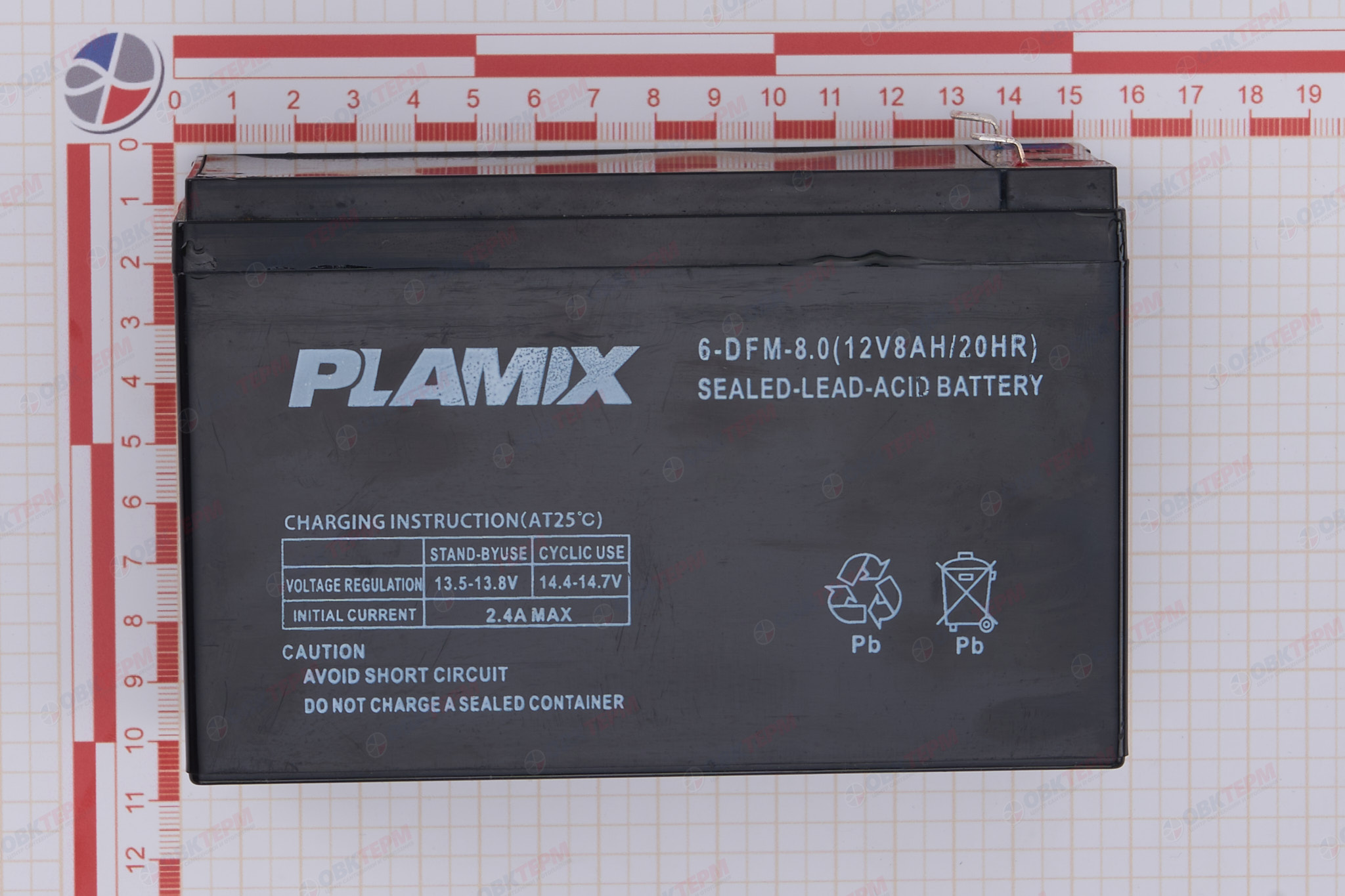 Аккумулятор для опрыскивателя 12V/8AH (10 шт/ящ) PLAMIX ZBS-0 - миниатюра №6