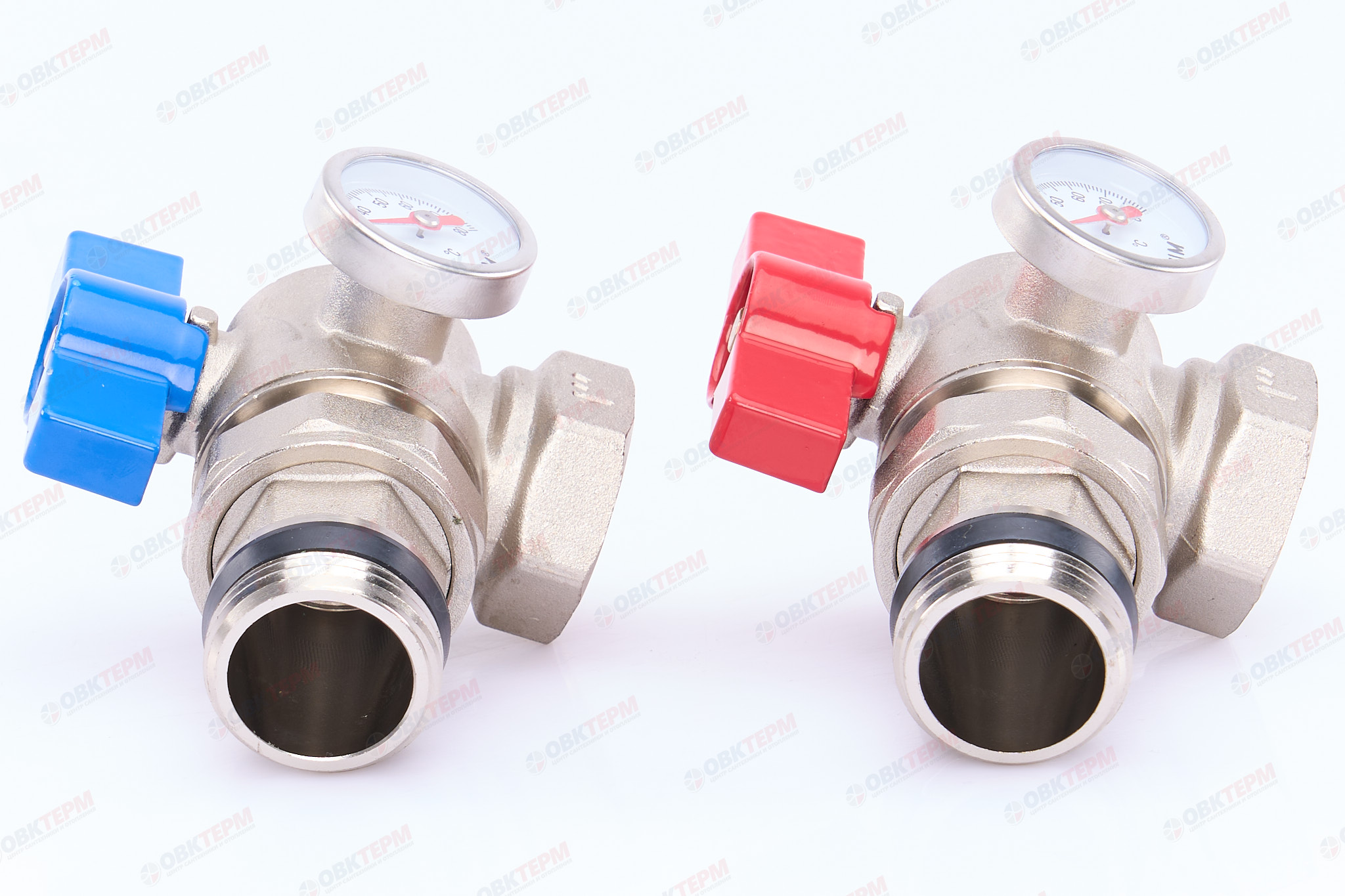 Кран шаровый с нак гайкой и термом. угловой 1" TIM (пара) (20/1) - Изображение №3