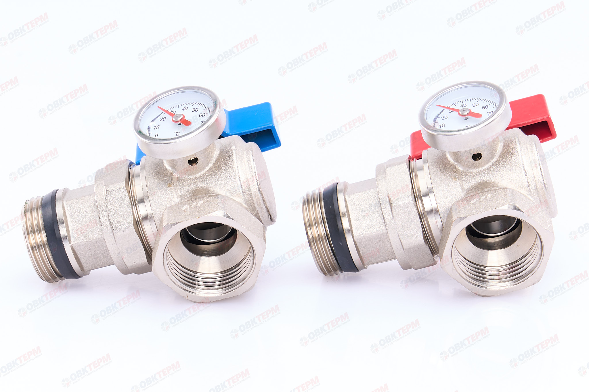 Кран шаровый с нак гайкой и термом. угловой 1" TIM (пара) (20/1) - Изображение №4