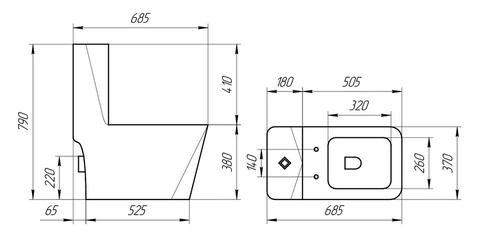 Унитаз-моноблок EVA GOLD T1029 сиденье ДП. арматура (с гофрой и подводкой) - Изображение №2