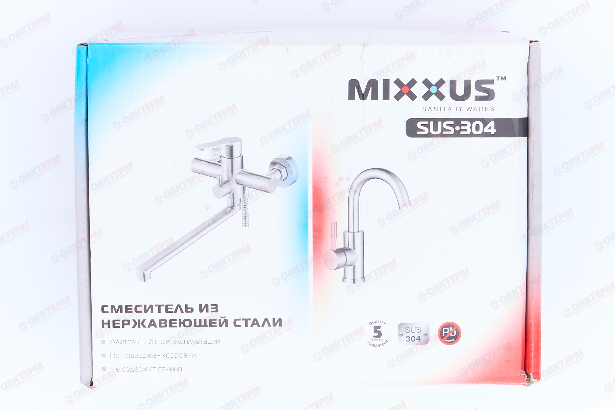 Смеситель д/ванны корот. нерж/сталь MIXXUS EVA-009 EURO Ø40 (12 шт/ящ) - миниатюра №6