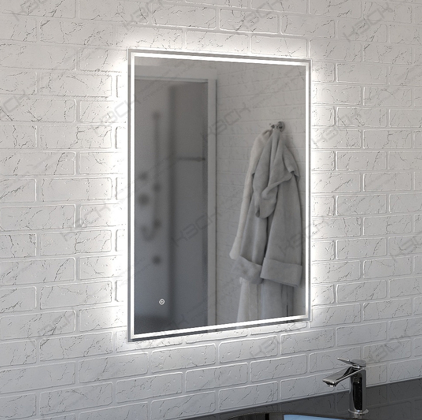 Зеркало  800х600 прямоугольное  LED подс.6500К 9,6 Вт/м с сенс.выкл., унив. крепление КЗСК - Изображение №3