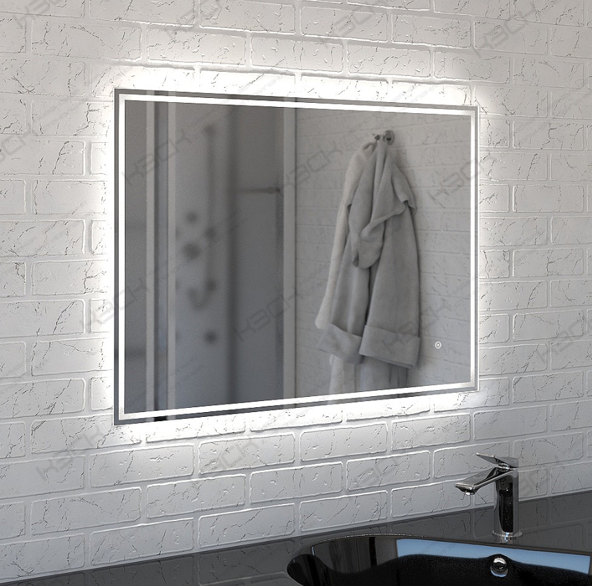 Зеркало  800х600 прямоугольное  LED подс.6500К 9,6 Вт/м с сенс.выкл., унив. крепление КЗСК - Изображение №1