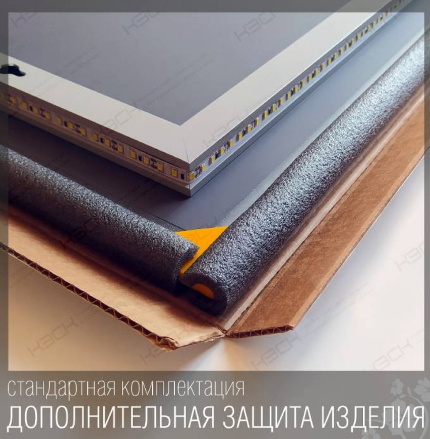 Зеркало  800х600 прямоугольное  LED подс.6500К 9,6 Вт/м с сенс.выкл., унив. крепление КЗСК - миниатюра №8