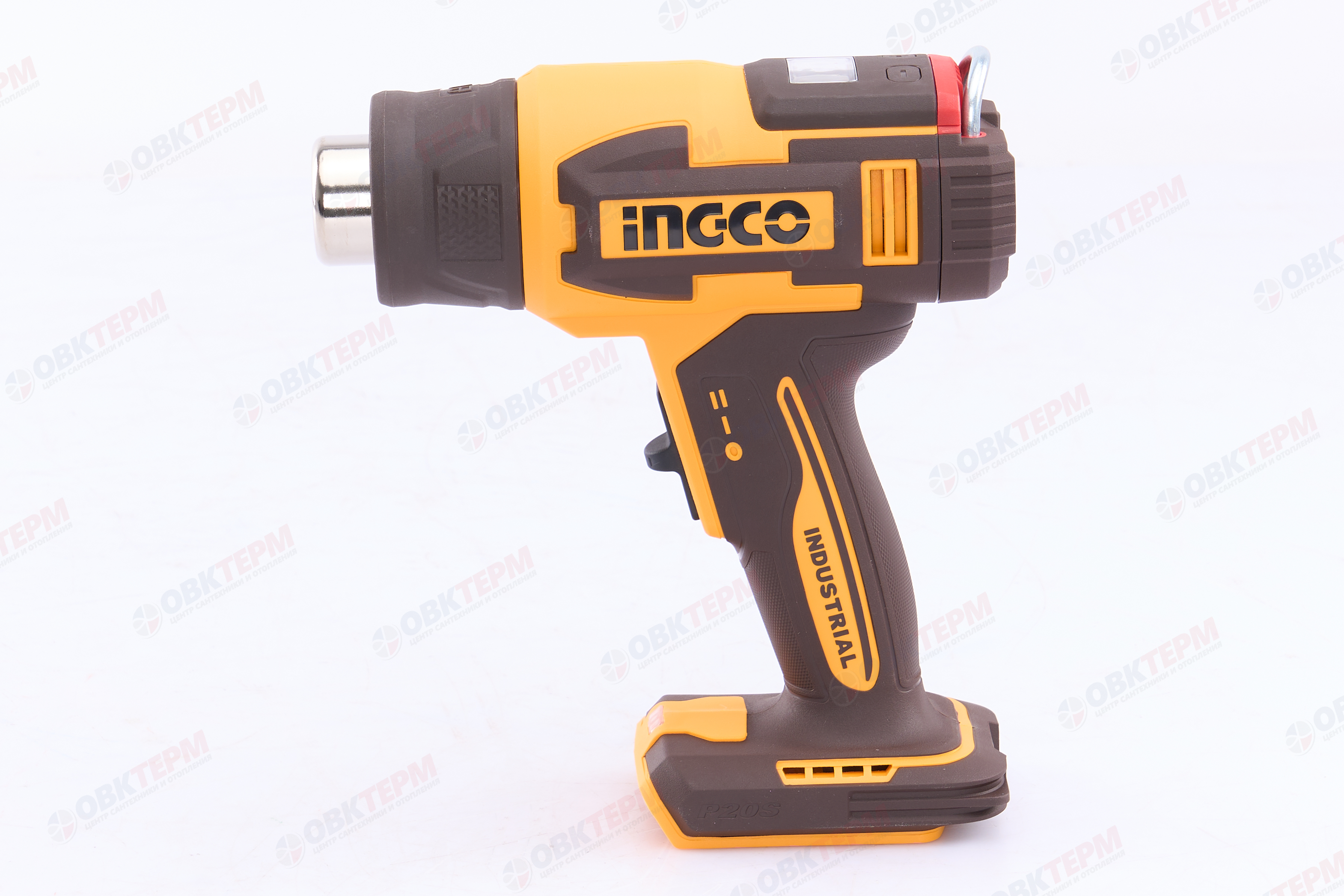 Фен строительный аккум. 20V MAX INGCO INDUSTRIAL (20В, 30-300/30-550°C, ЖК-дисплей, без АКБ и ЗУ) - Изображение №5