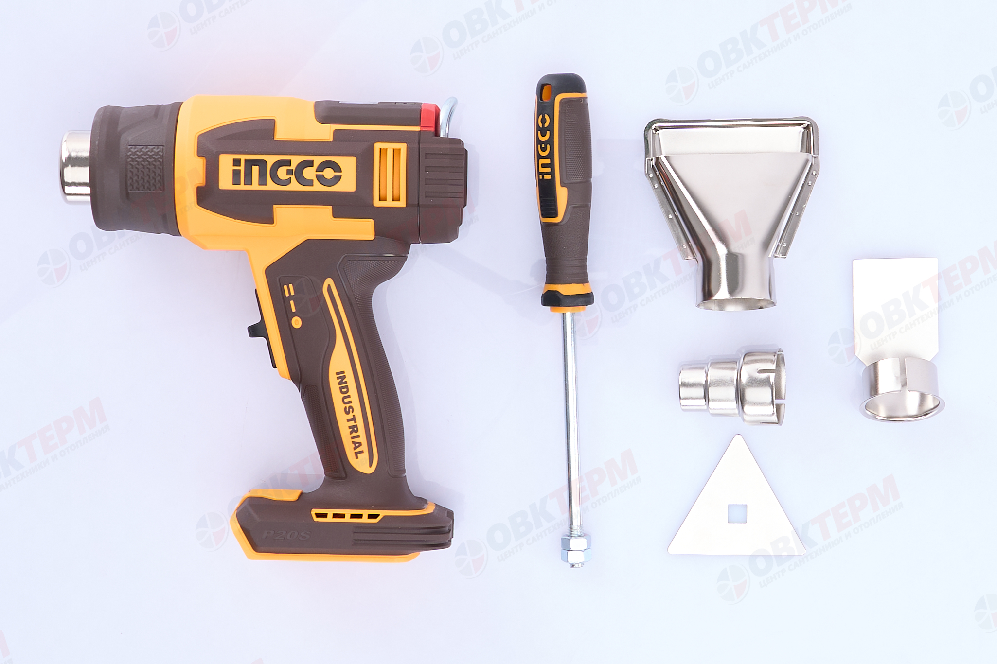 Фен строительный аккум. 20V MAX INGCO INDUSTRIAL (20В, 30-300/30-550°C, ЖК-дисплей, без АКБ и ЗУ) - миниатюра №12