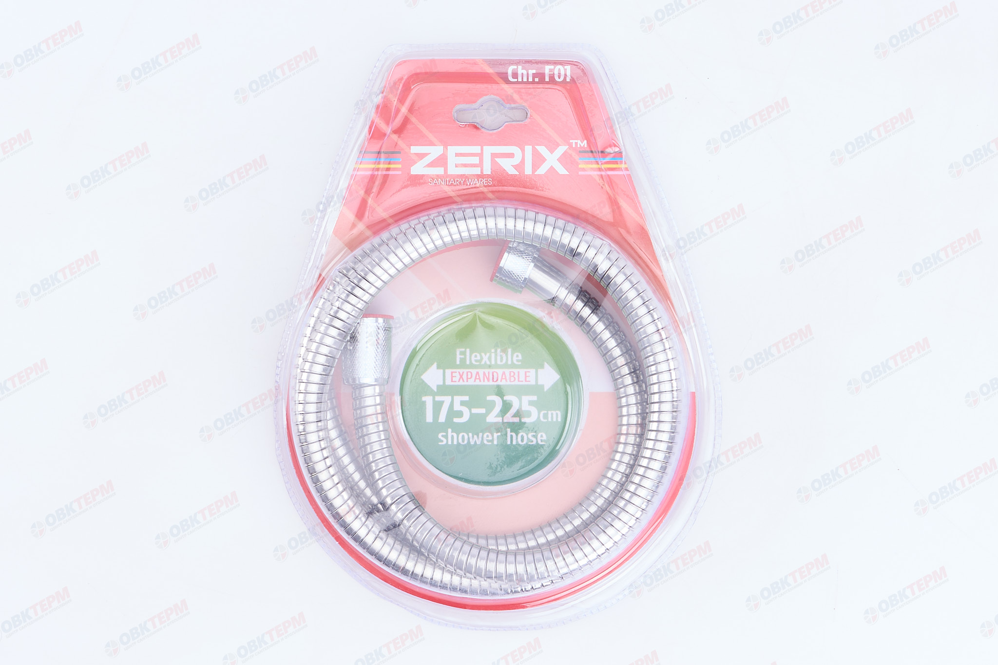 Шланг д/душа ZERIX Chr.F01 нерж сталь /растяжной /175-225 см (48 шт/ящ) - миниатюра №4