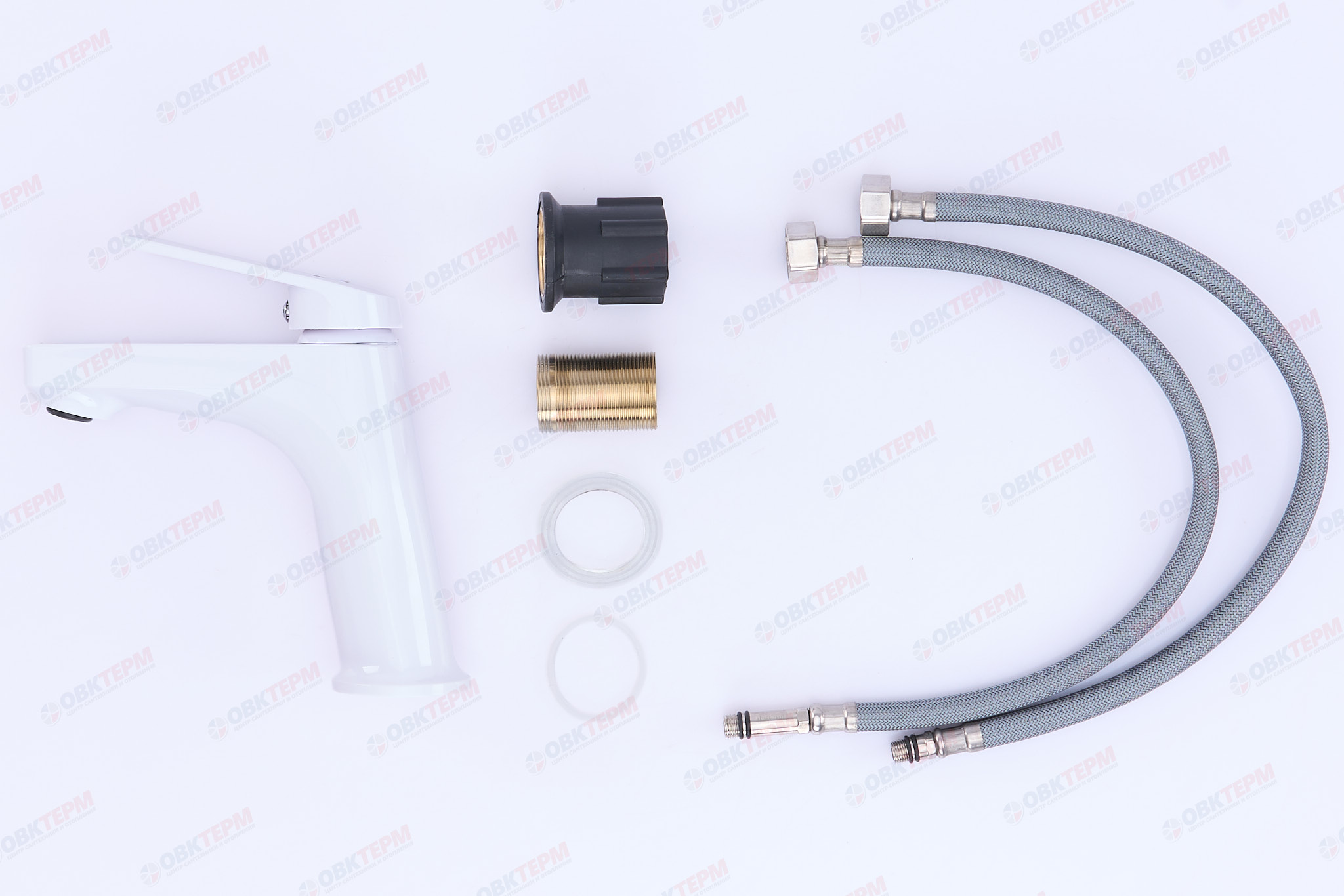 Смеситель д/умывальника PLAMIX LUCAS-001 SET WHITE (с подводкой) (30 шт/ящ) - Изображение №3