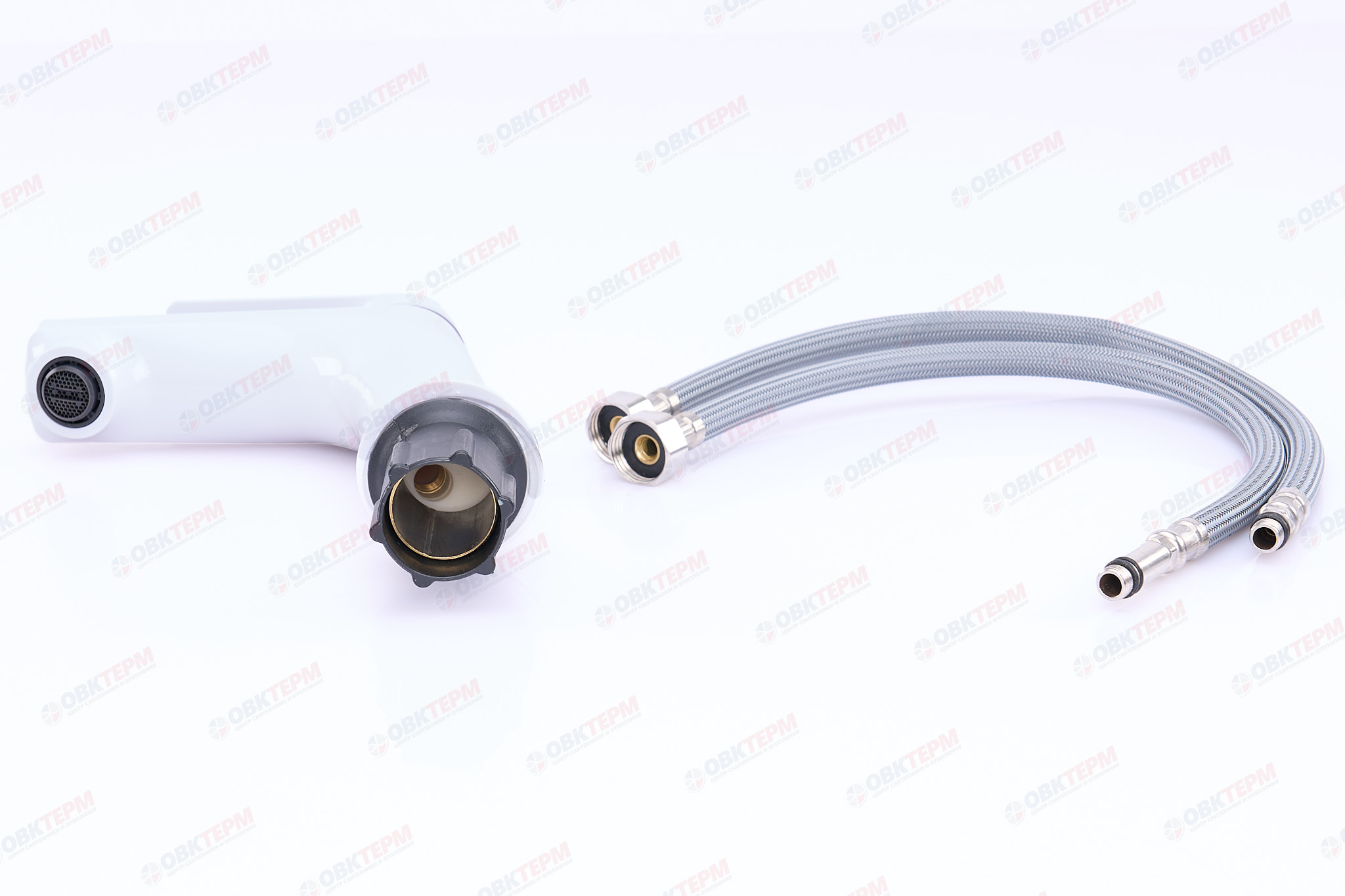 Смеситель д/умывальника PLAMIX LUCAS-001 SET WHITE (с подводкой) (30 шт/ящ) - Изображение №4