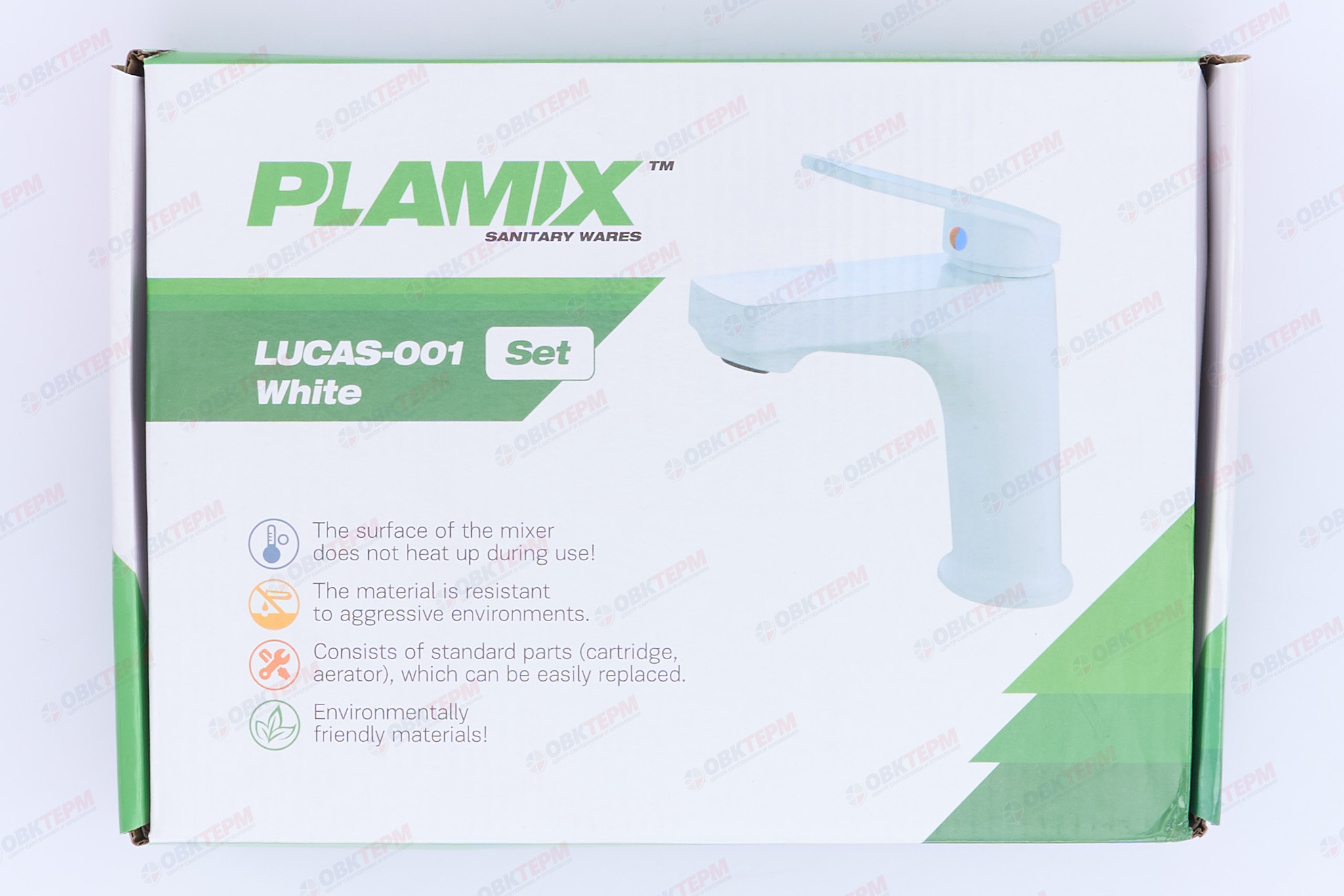 Смеситель д/умывальника PLAMIX LUCAS-001 SET WHITE (с подводкой) (30 шт/ящ) - миниатюра №6