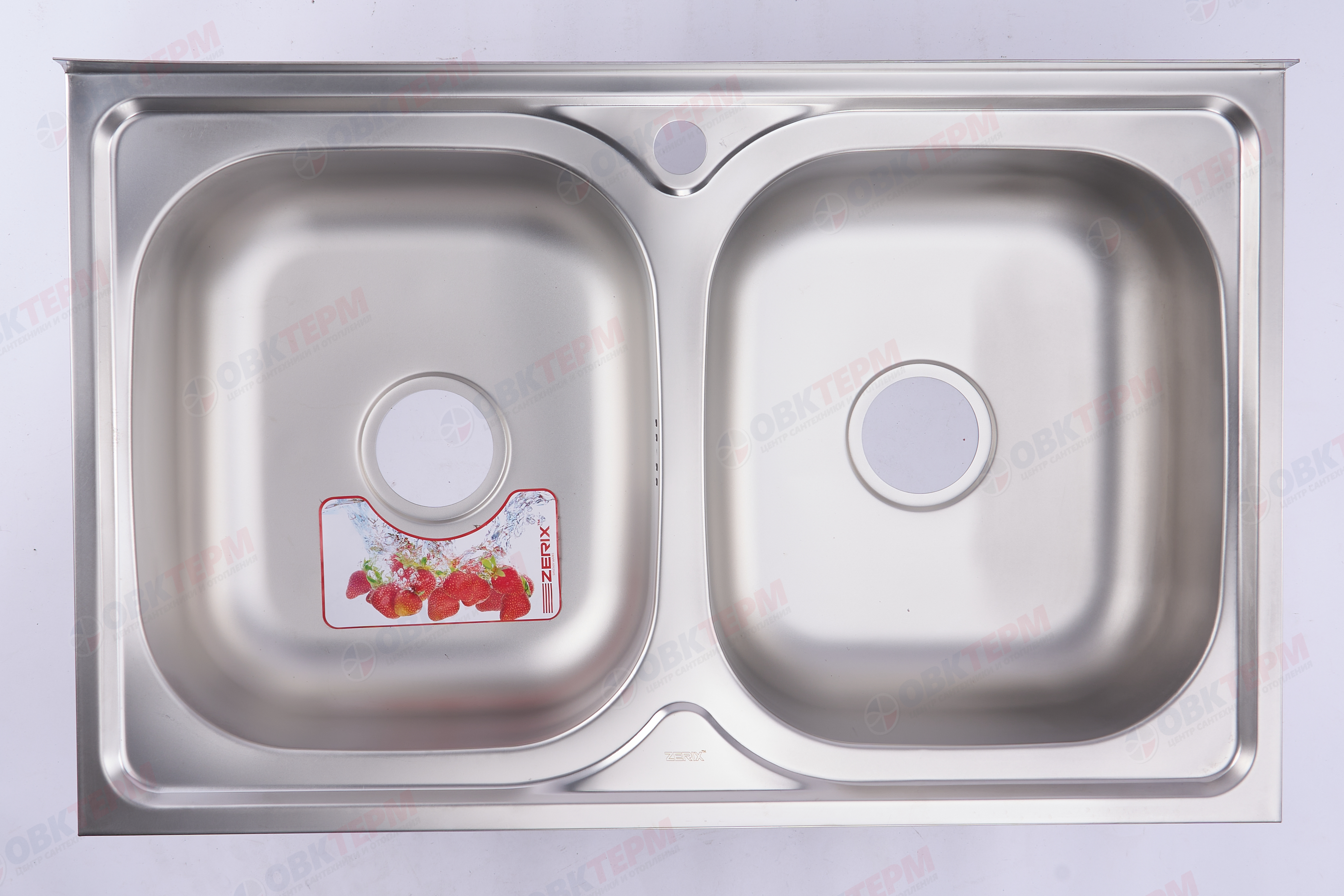 ZERIX мойка Z8050D-08-180E (SATIN) НАКЛАДНАЯ \ с сифоном (7шт/ящ) - миниатюра №5
