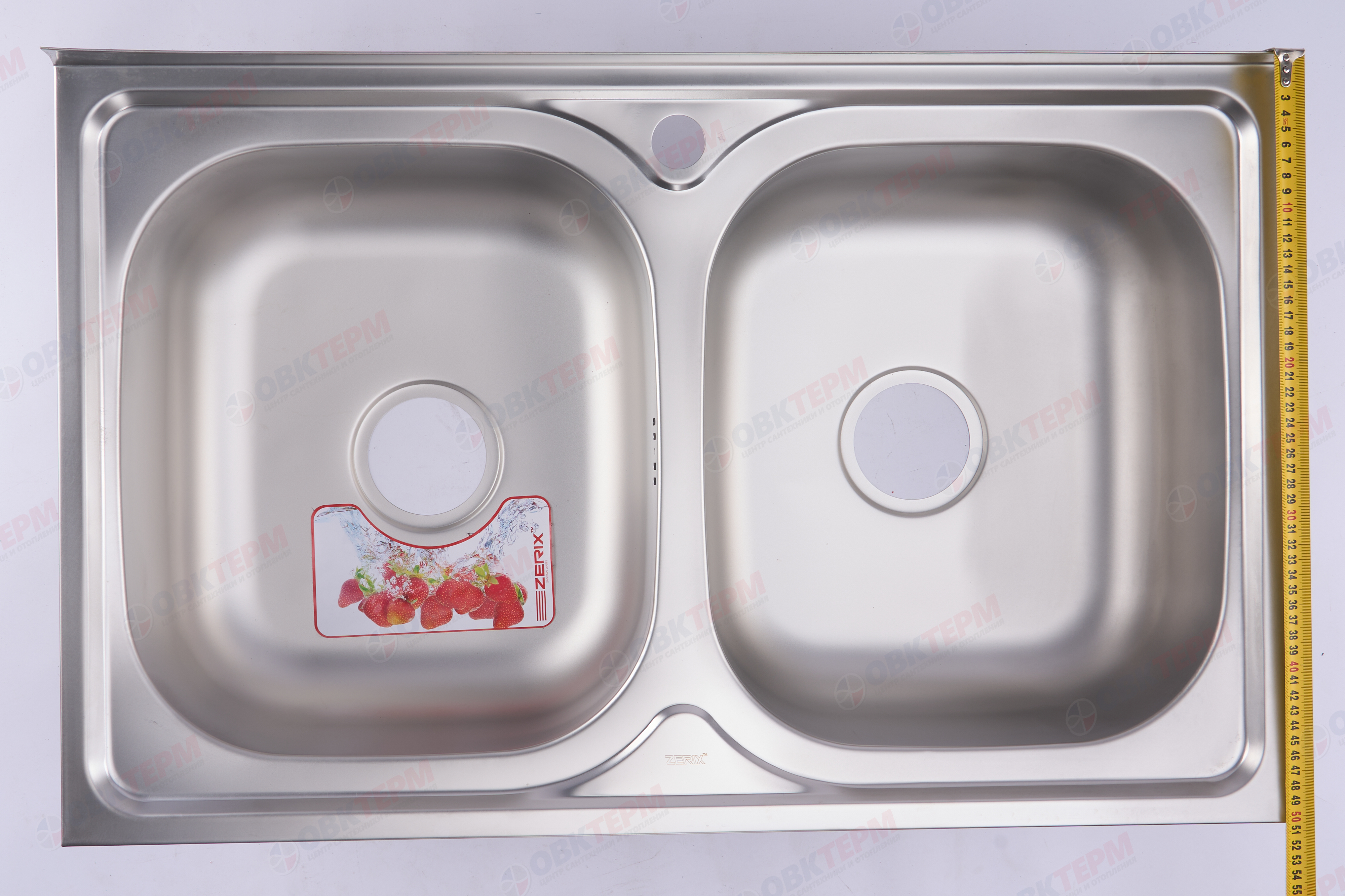 ZERIX мойка Z8050D-08-180E (SATIN) НАКЛАДНАЯ \ с сифоном (7шт/ящ) - миниатюра №8