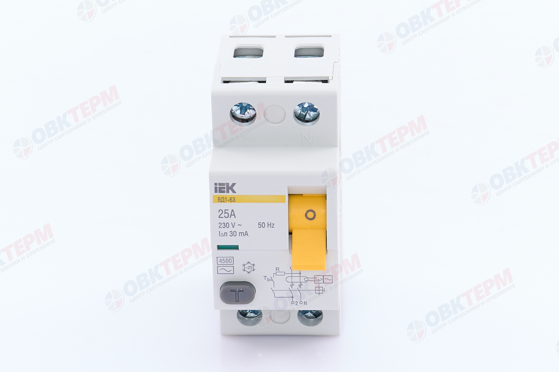 Выключатель автоматический дифференциального тока IEK 2п C 25А 30мА тип AC 4.5кА АД-12 - миниатюра №7