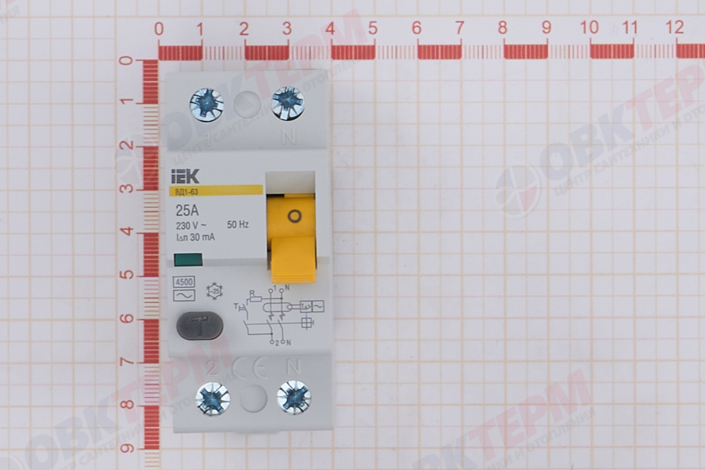 Выключатель автоматический дифференциального тока IEK 2п C 25А 30мА тип AC 4.5кА АД-12 - миниатюра №10