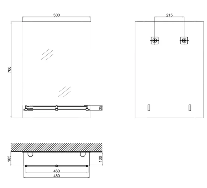 ZERIX SANSA MRZ05-50x70x10 Зеркало настенное прямоугольное с полкой - миниатюра №2