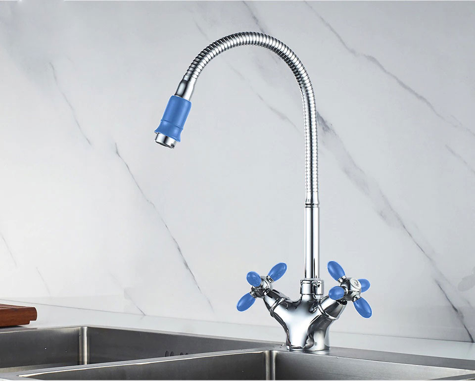 Смеситель д/кухни буксовый ZERIX ROM-011 REFLECTOR LR84310В голубой  (10 шт/ящ) - Изображение №2