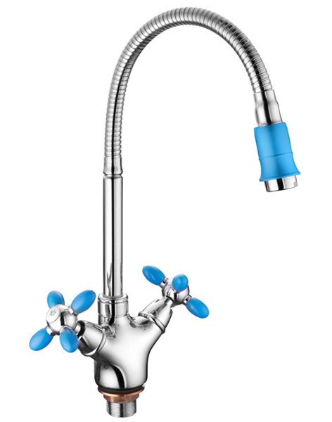 Смеситель д/кухни буксовый ZERIX ROM-011 REFLECTOR LR84310В голубой  (10 шт/ящ) - Изображение №1