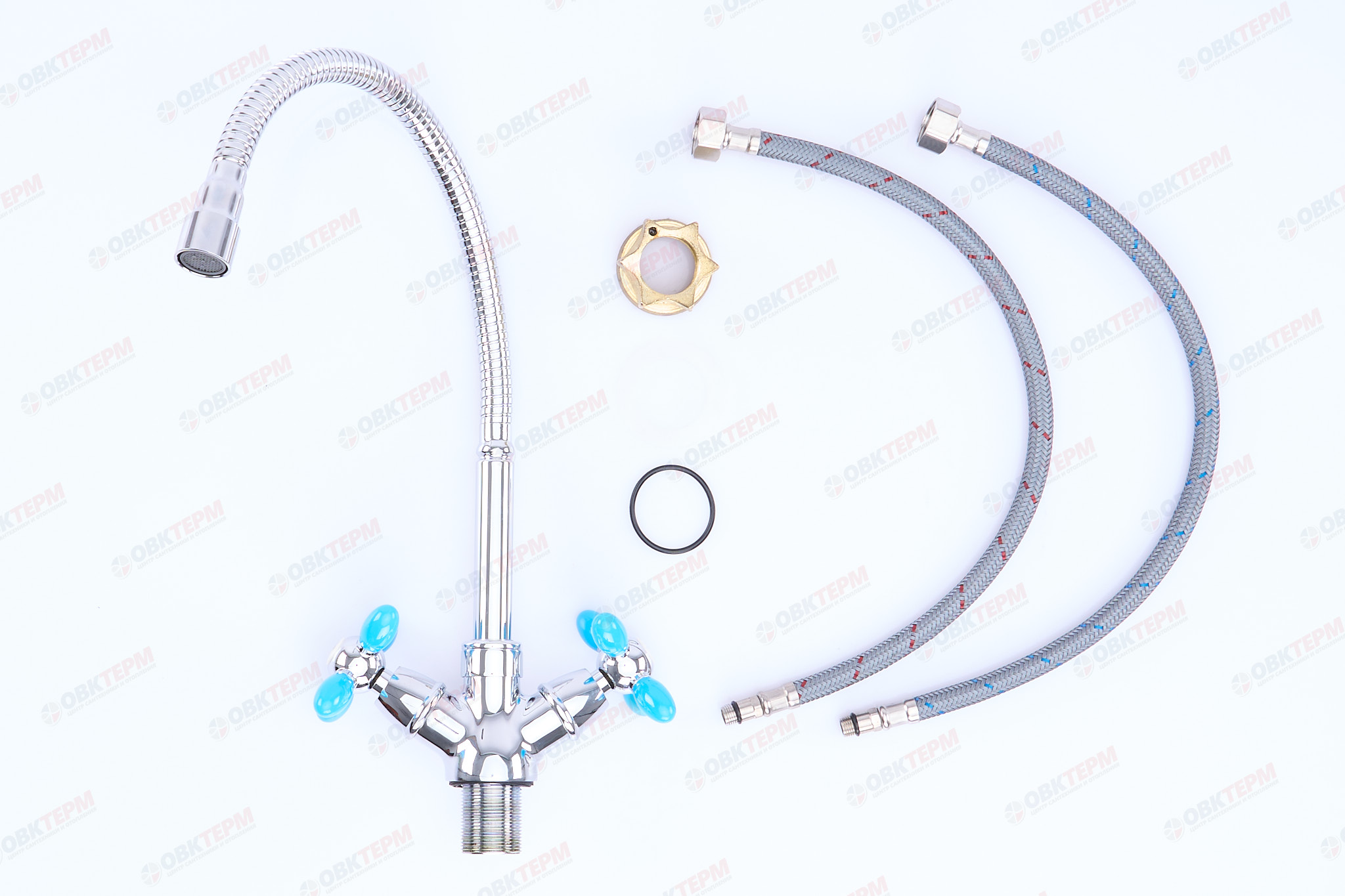 Смеситель д/кухни буксовый ZERIX ROM-011 REFLECTOR LR84310В голубой  (10 шт/ящ) - Изображение №4