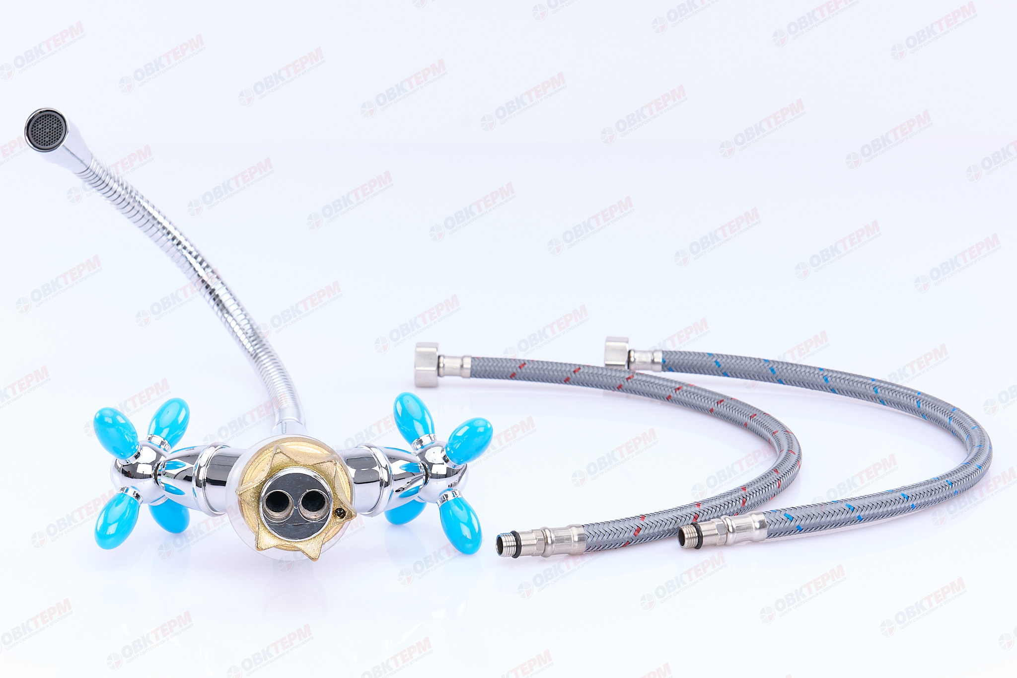 Смеситель д/кухни буксовый ZERIX ROM-011 REFLECTOR LR84310В голубой  (10 шт/ящ) - Изображение №5