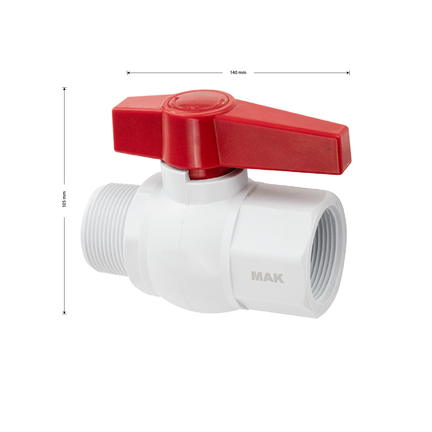 Кран  шаровый пластиковый 1 1/2" ВН (белый)    MAK   (1шт/40упак) - Изображение №4