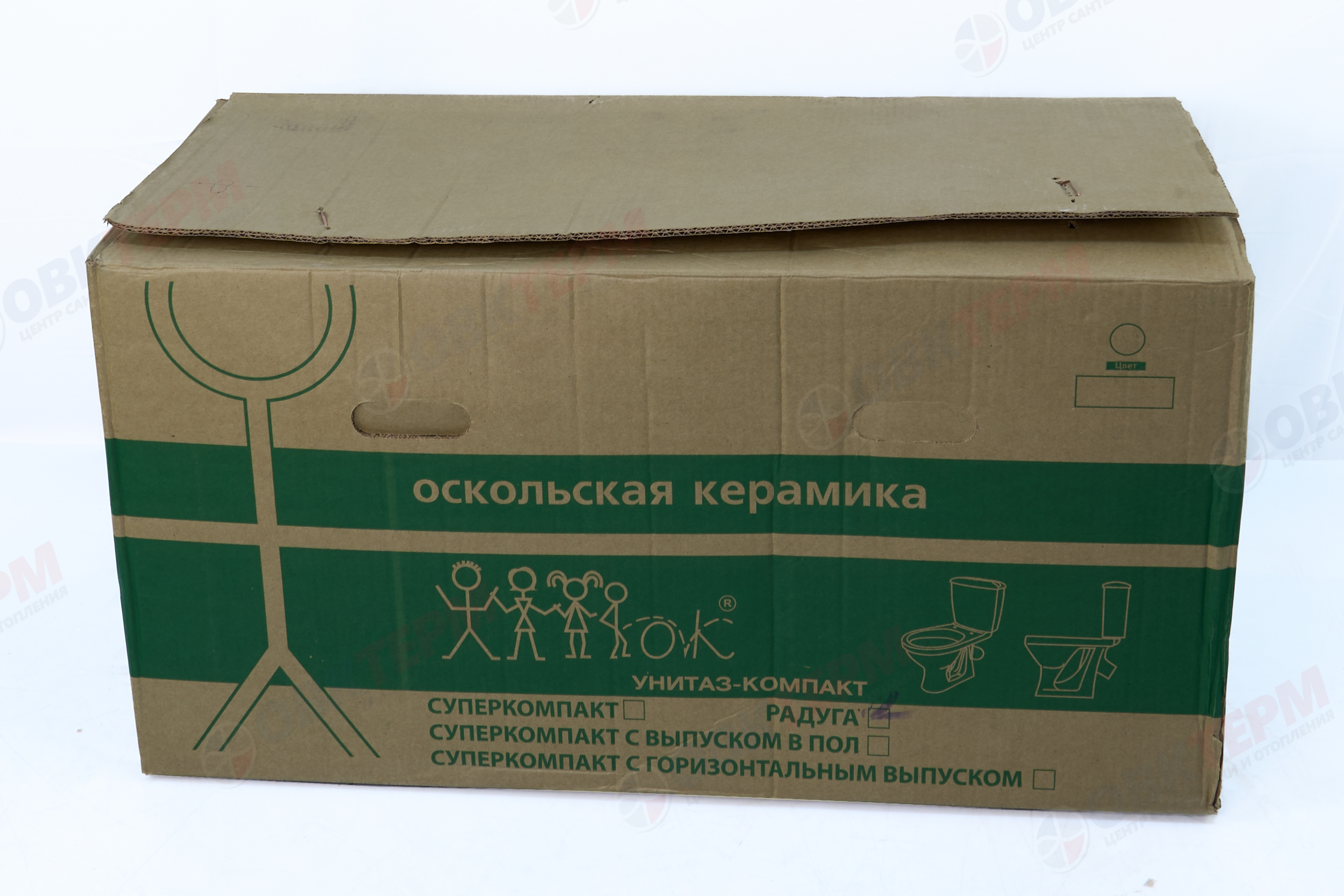 Унитаз-компакт ОК "Радуга" белый (тарельчатый, кос.выпуск,  крышка ПП, ниж., подкл.)  780х600х340 мм - миниатюра №10