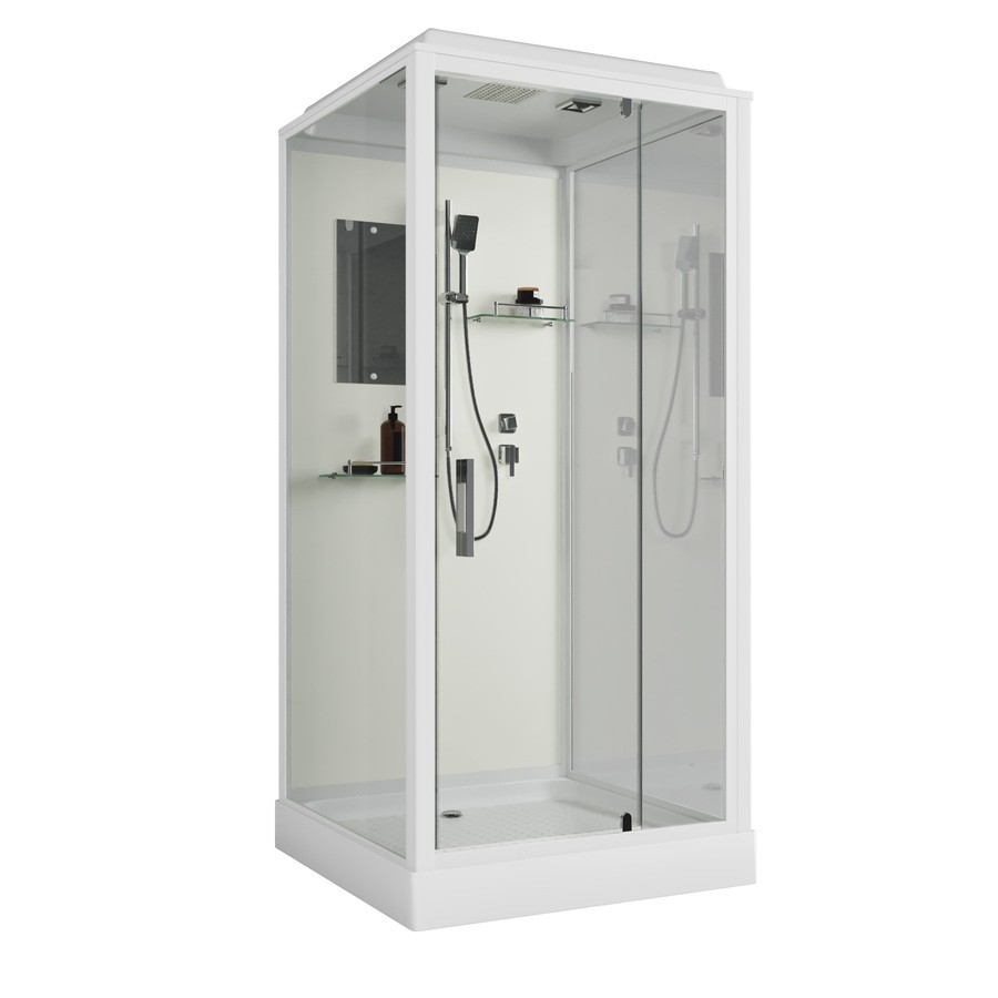 Душ.каб. Niagara Standart ST100/15Q (100х100х215) квадрат,поддон 15см,распашная,проф.белый,3 м - Изображение №2