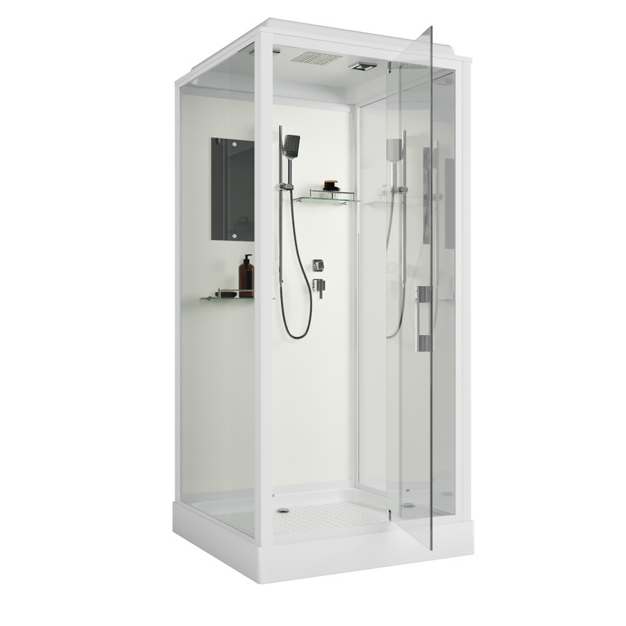 Душ.каб. Niagara Standart ST100/15Q (100х100х215) квадрат,поддон 15см,распашная,проф.белый,3 м - Изображение №1
