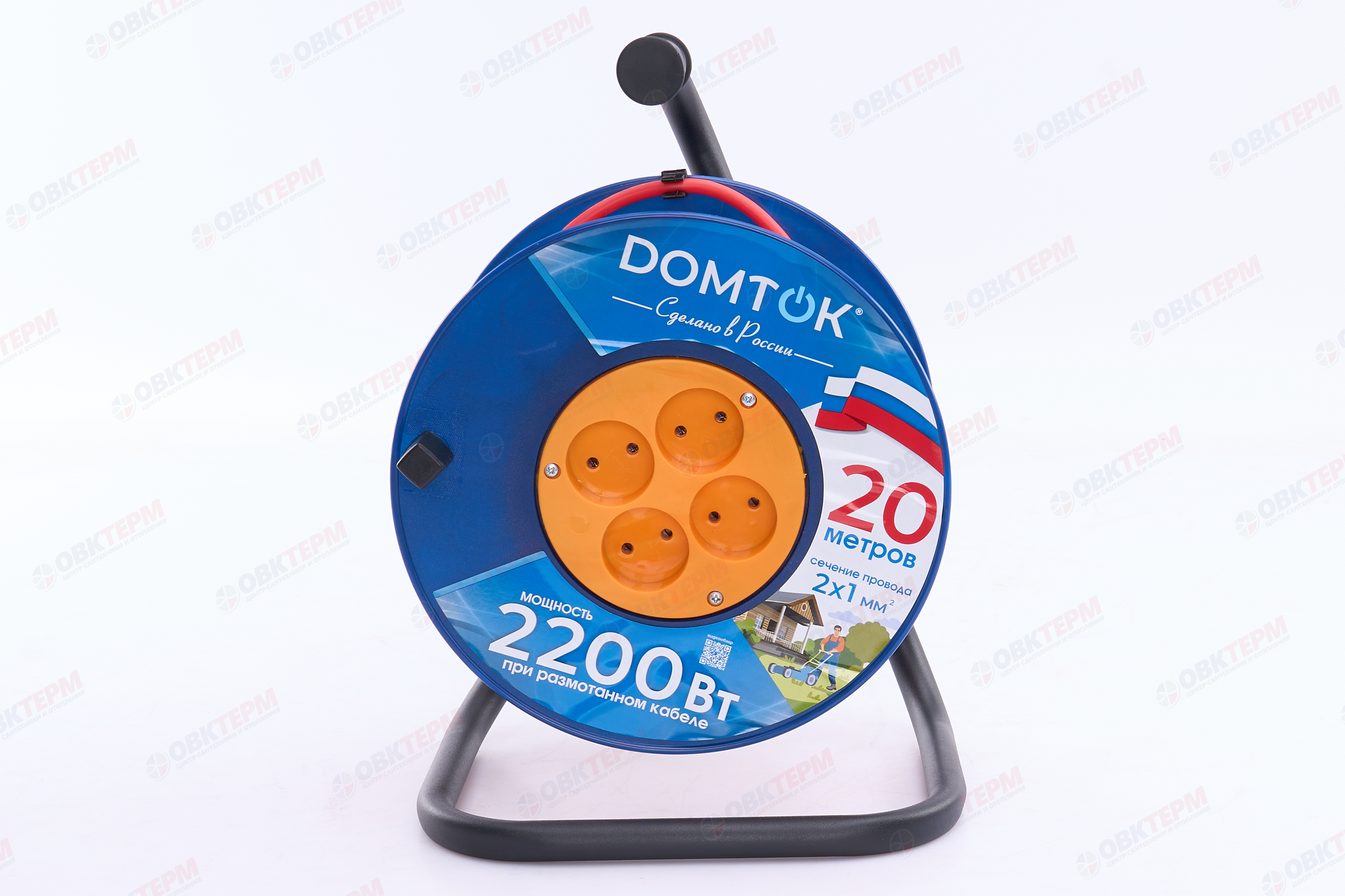 Удлинитель на катушке 4х20м без заземл. 10А IP20 2.2кВт ПВС 2х1 DOMTOK - Изображение №5