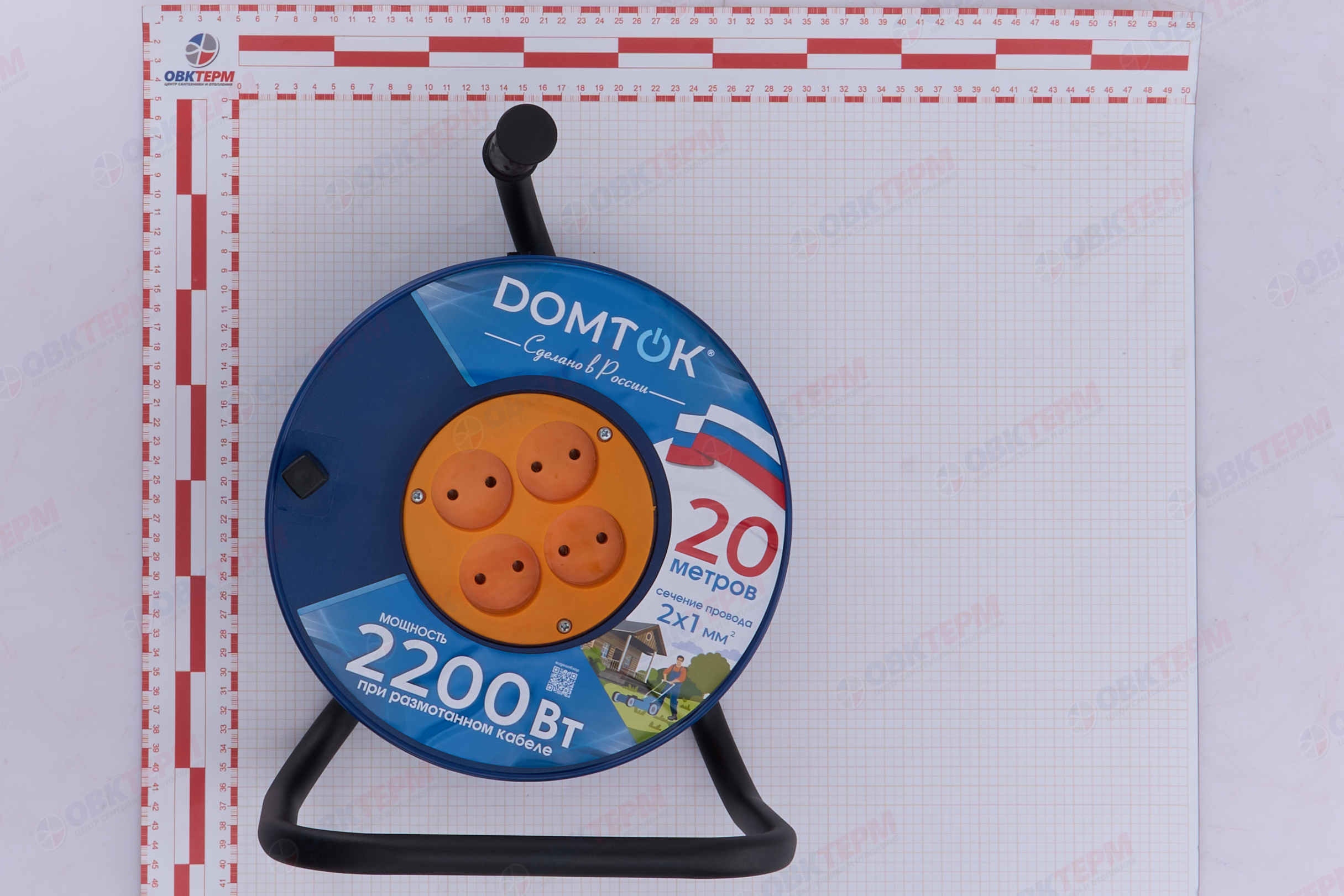 Удлинитель на катушке 4х20м без заземл. 10А IP20 2.2кВт ПВС 2х1 DOMTOK - миниатюра №6