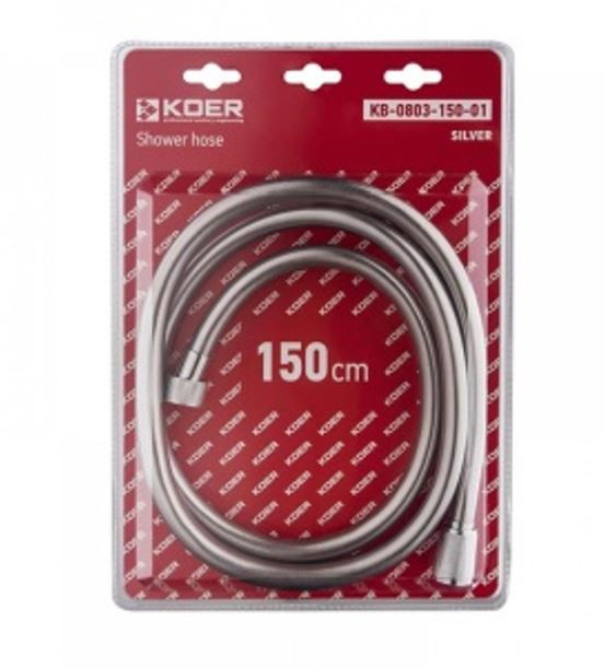 Шланг д/душа KOER KB-0803-150-01 силиконовый 150 см (Цвет хром) (30 шт/ящ) - Изображение №2
