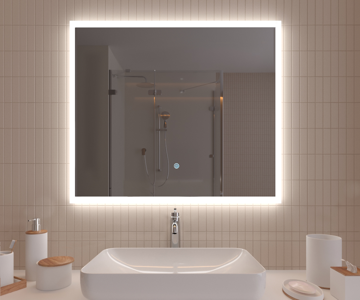 Зеркало  800x700 Lyon с LED подсветкой,подогревом,литым коробом и сенсорным выкл. Кайман Glassiko - Изображение №1