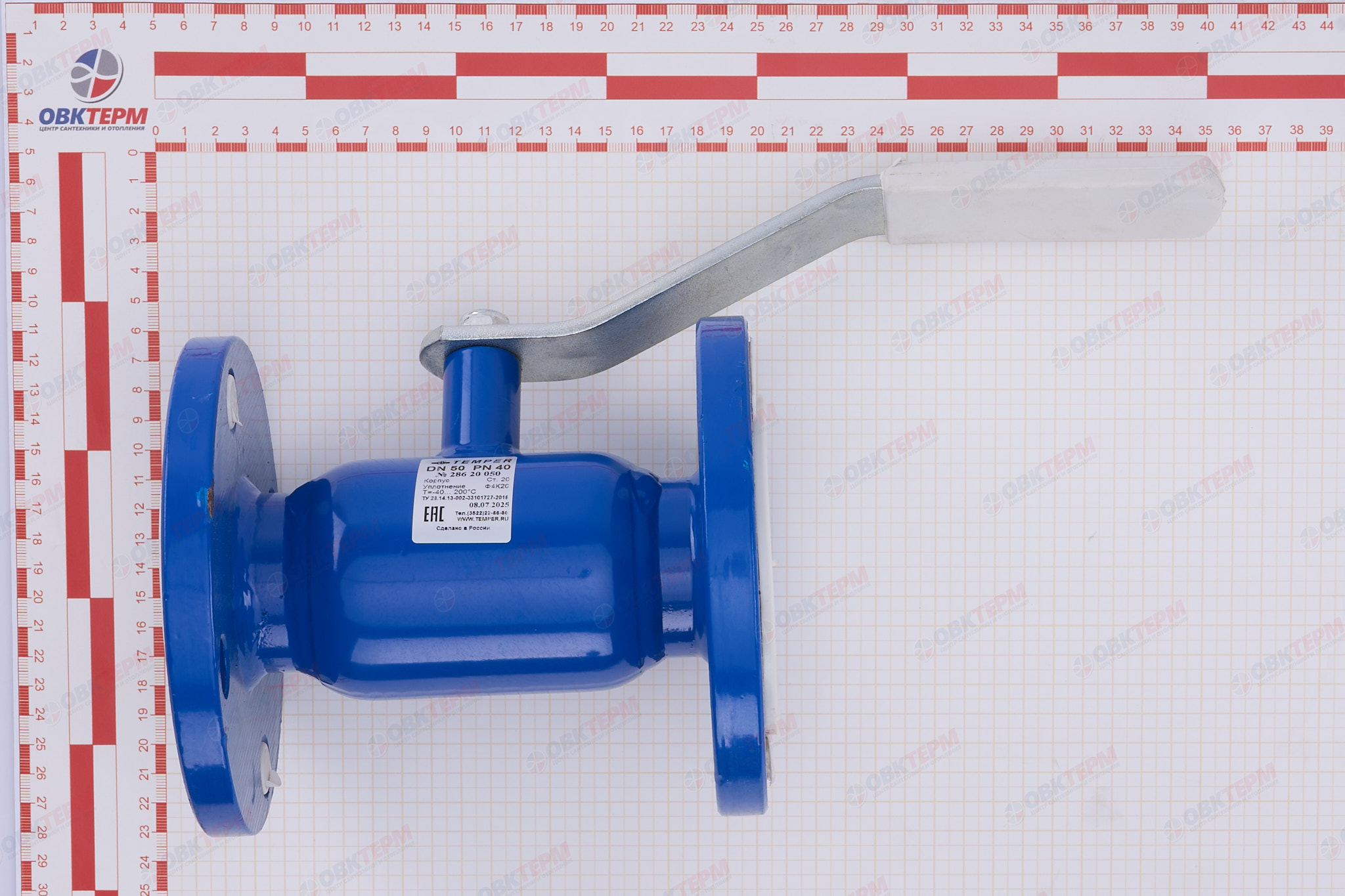 Кран шаровый Temper  50 PN40    фланцевый     (L - 180мм) - Изображение №5