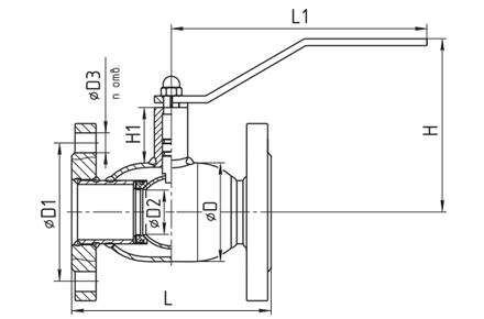 Кран шаровый Temper 150 PN16    фланцевый     (L - 280мм) - Изображение №5